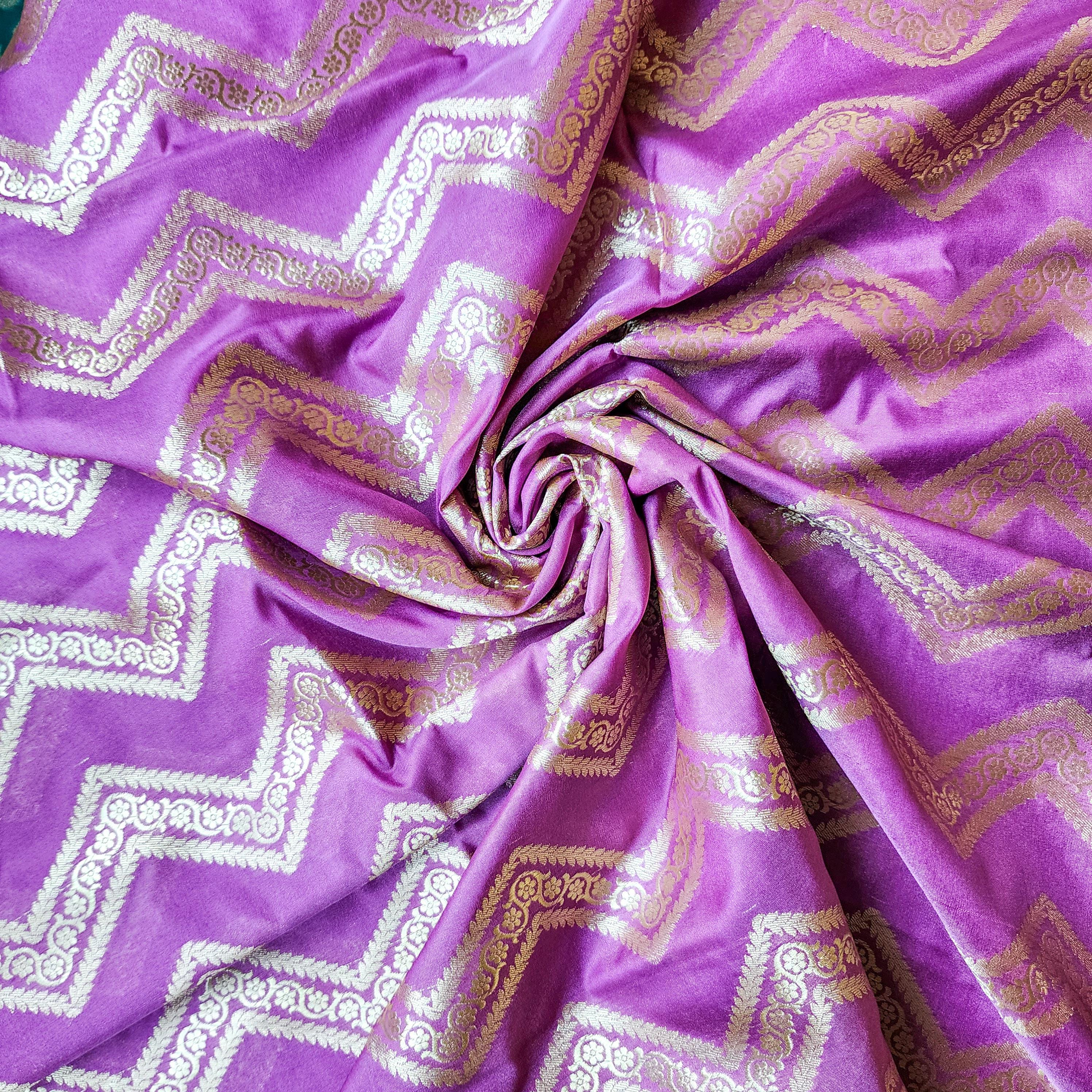 Orchid Purple Banarasi Dupatta Luxe Chevron Design, Perfect for Parties