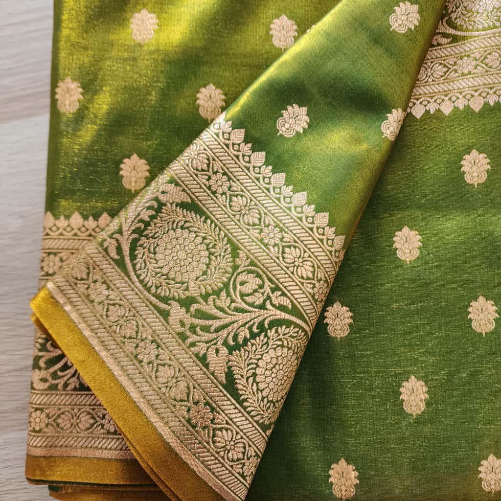 Rich Mehendi green, Pure Banarasi Katan Silk Saree with Rich Zari Weaving