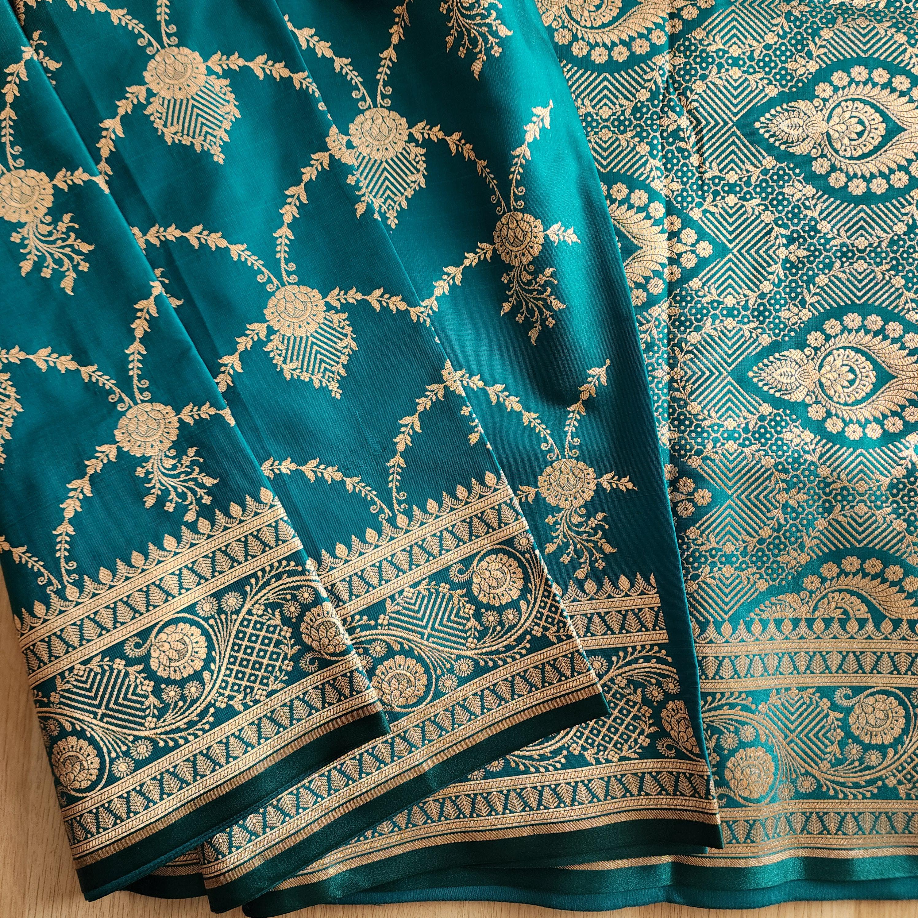 Rich Rama Green, Pure Banarasi Katan Silk Saree with Rich Zari Weaving