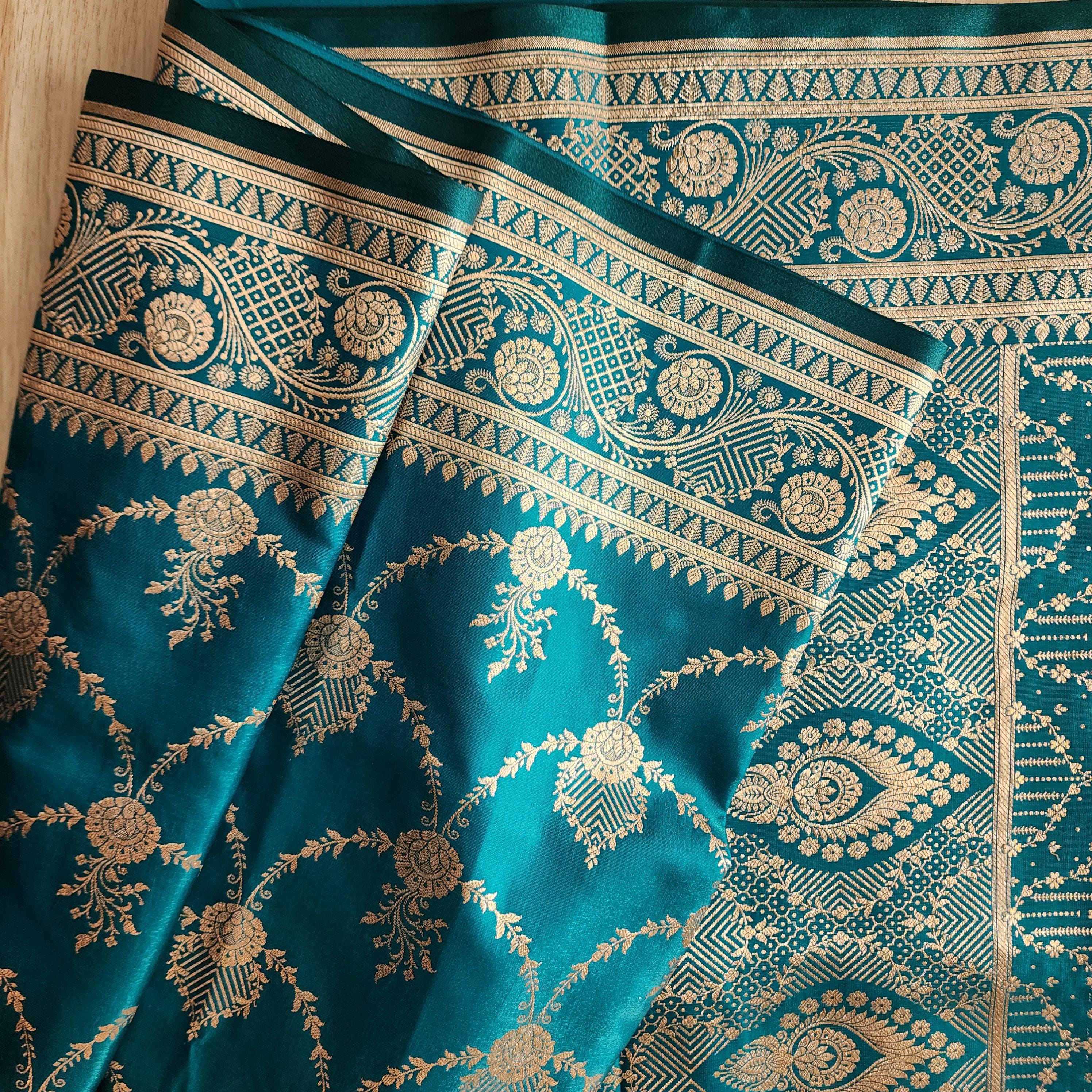 Rich Rama Green, Pure Banarasi Katan Silk Saree with Rich Zari Weaving