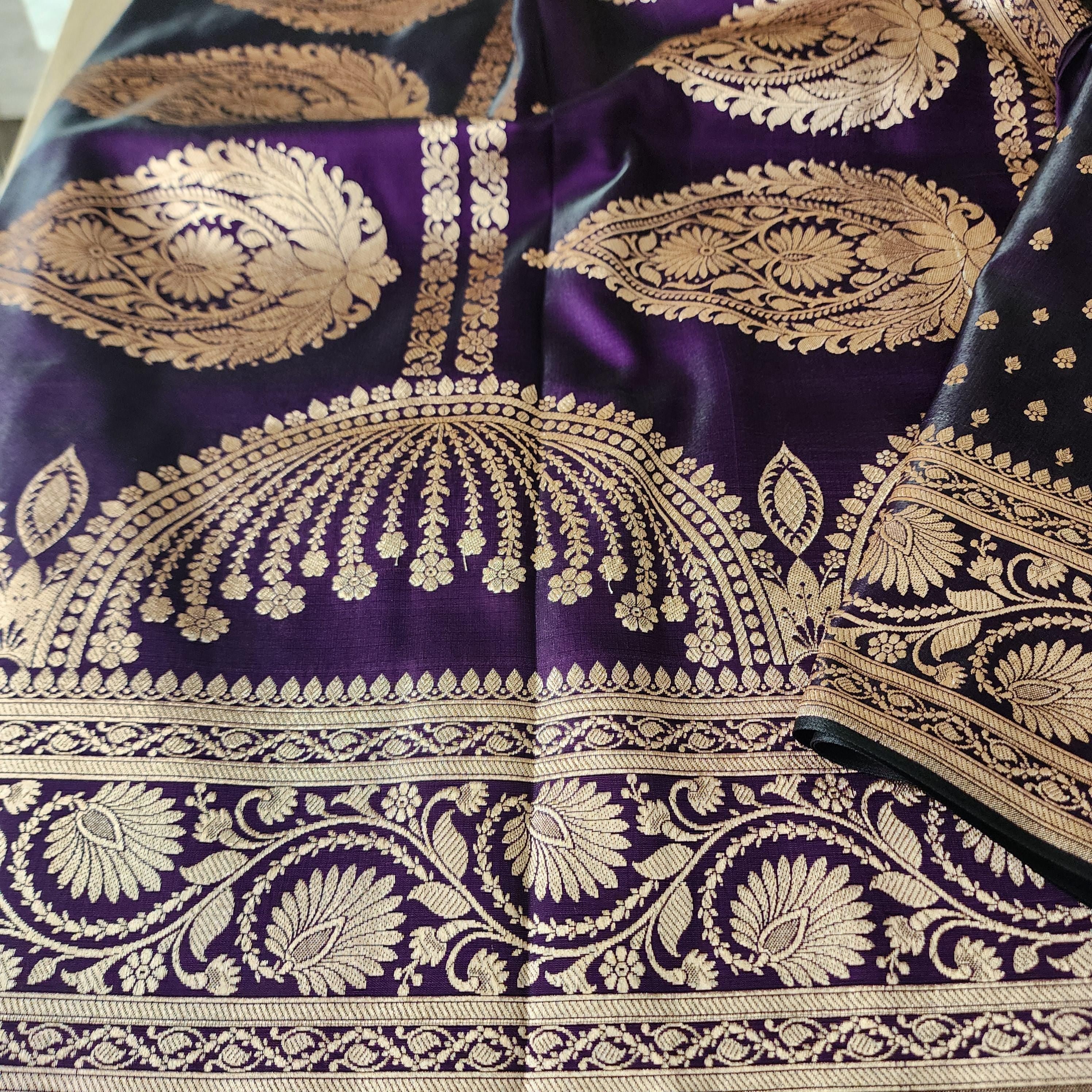 Royal Purple, Pure Banarasi Katan Silk Saree with Rich Zari Weaving