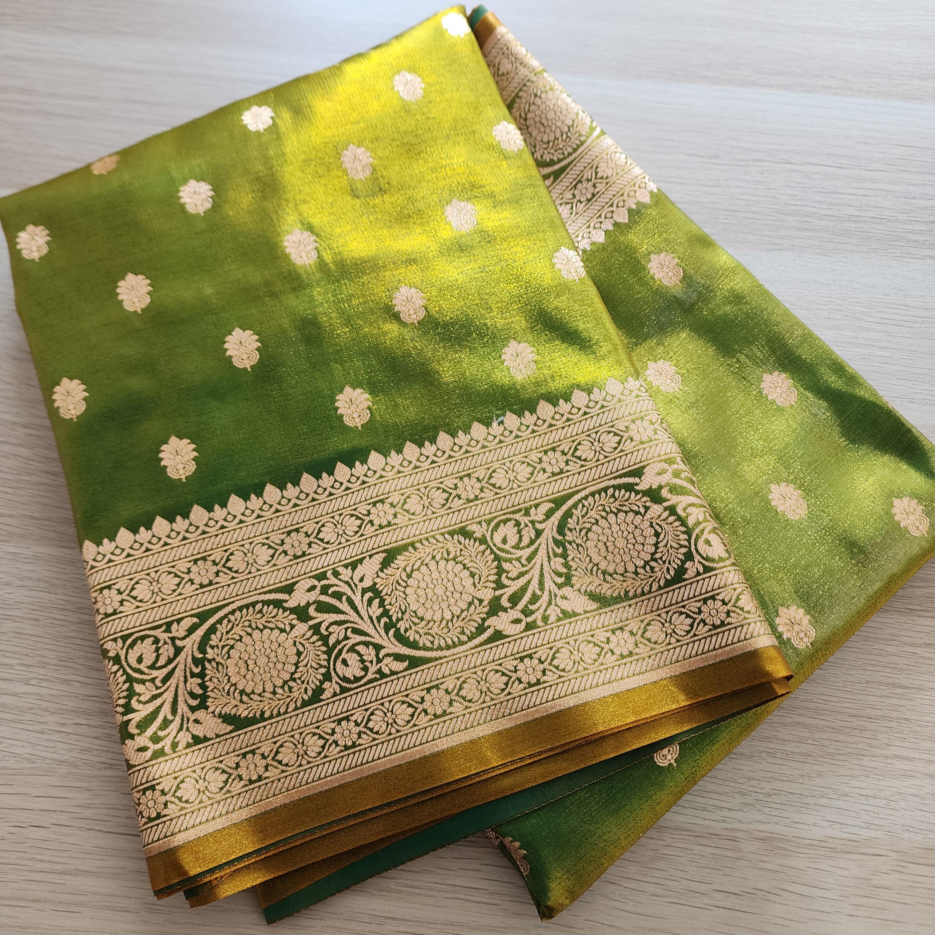 Rich Mehendi green, Pure Banarasi Katan Silk Saree with Rich Zari Weaving