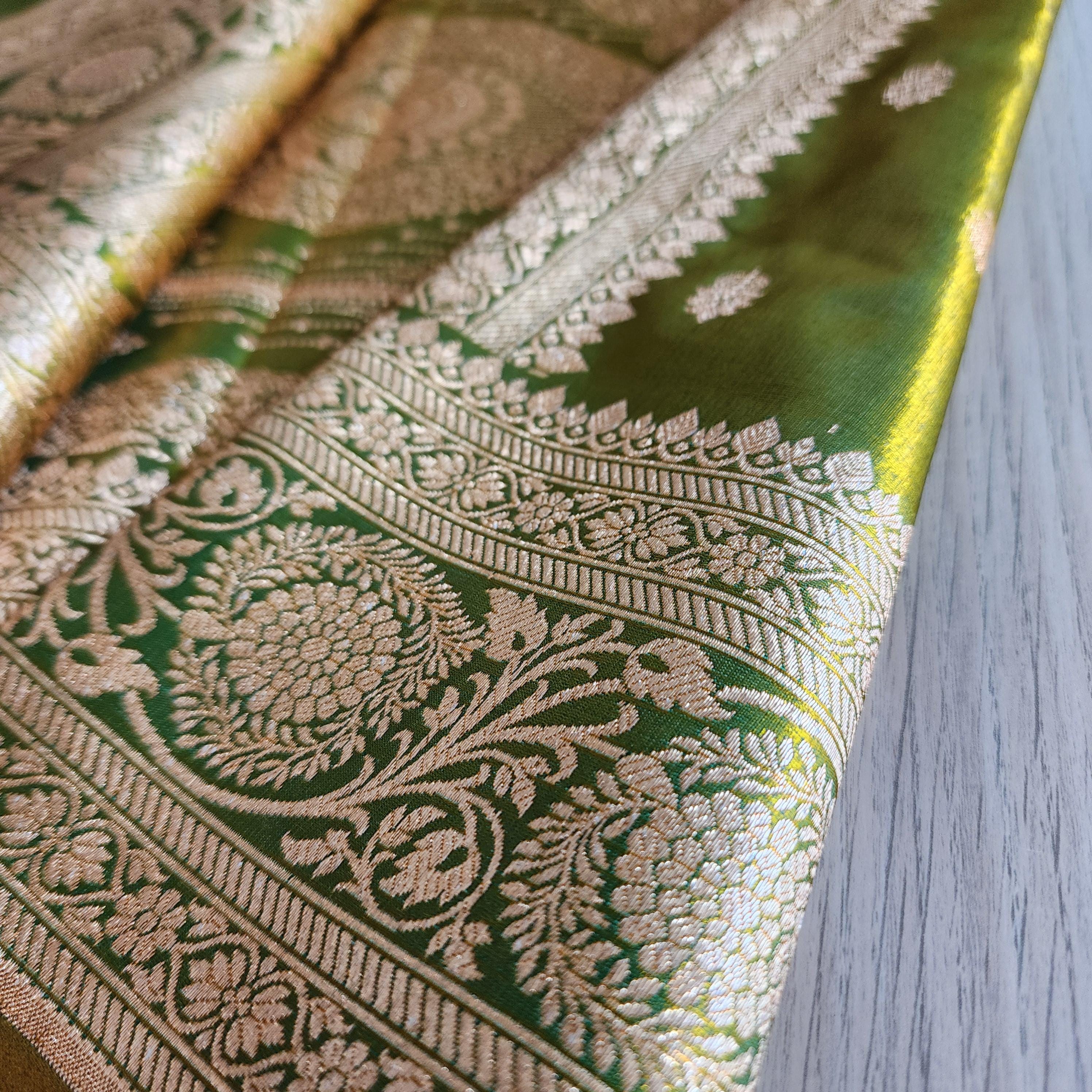 Rich Mehendi green, Pure Banarasi Katan Silk Saree with Rich Zari Weaving