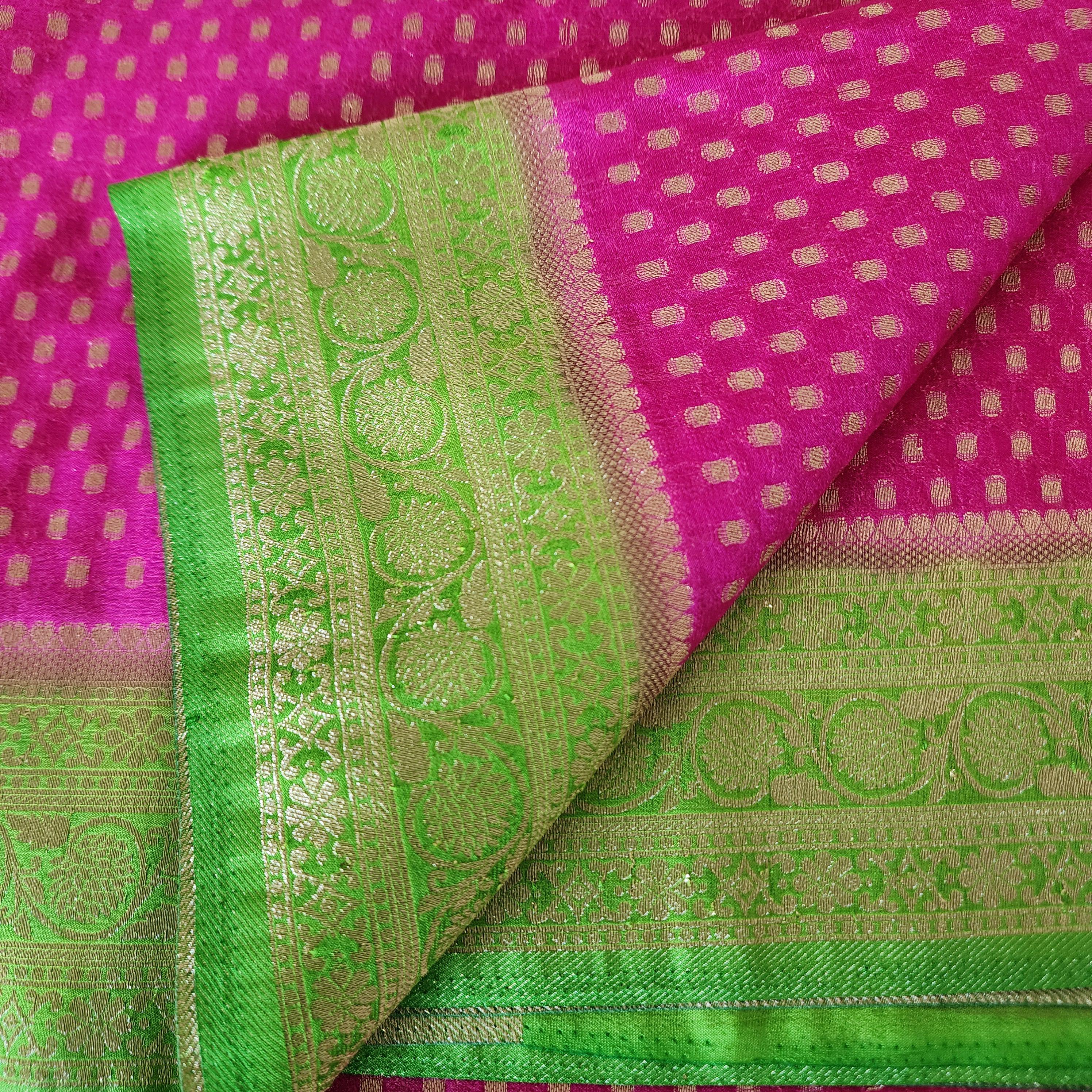 Alluring Pink-Green Khaddi Georgette Banarasi Saree Light, Elegant, and Flowy