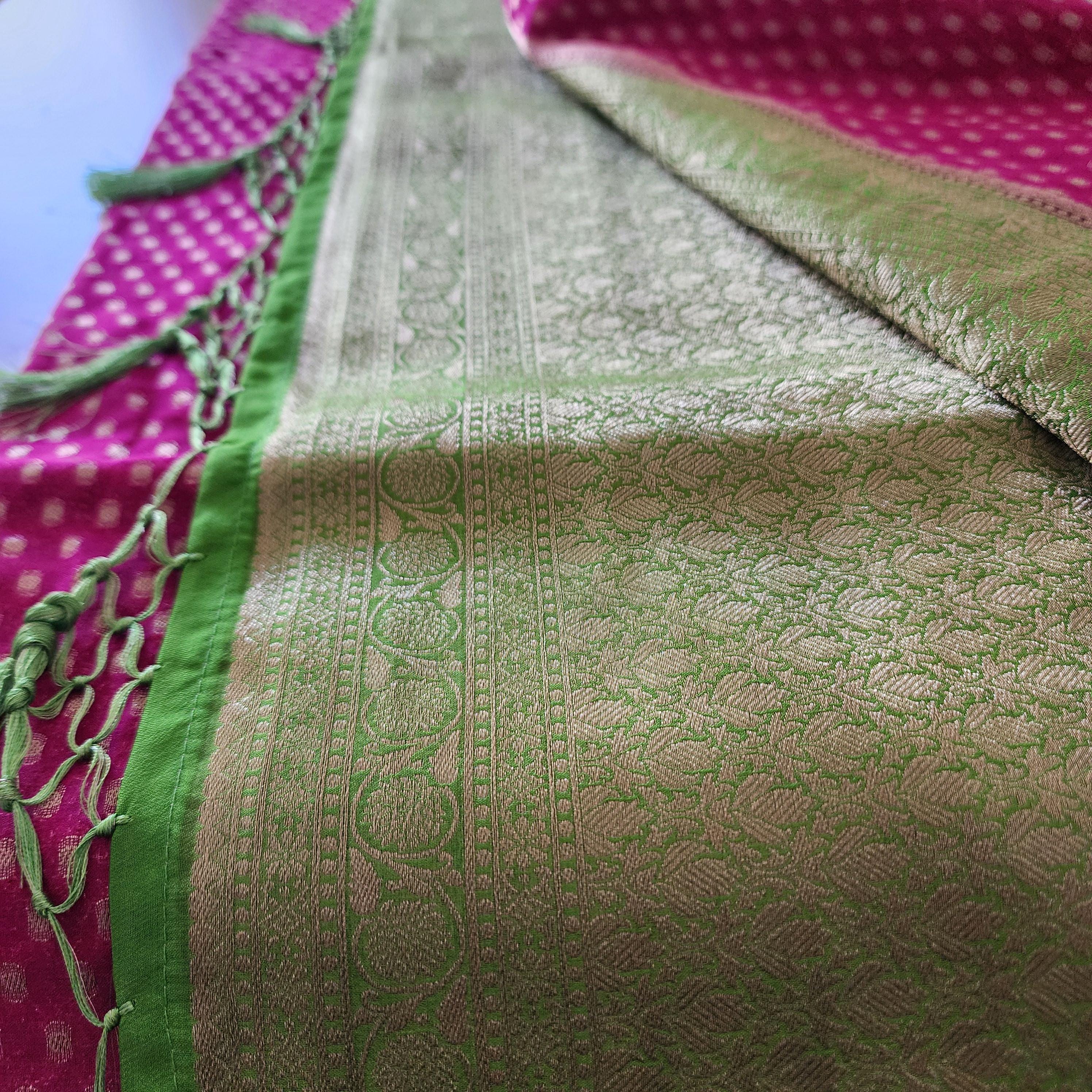 Alluring Pink-Green Khaddi Georgette Banarasi Saree Light, Elegant, and Flowy