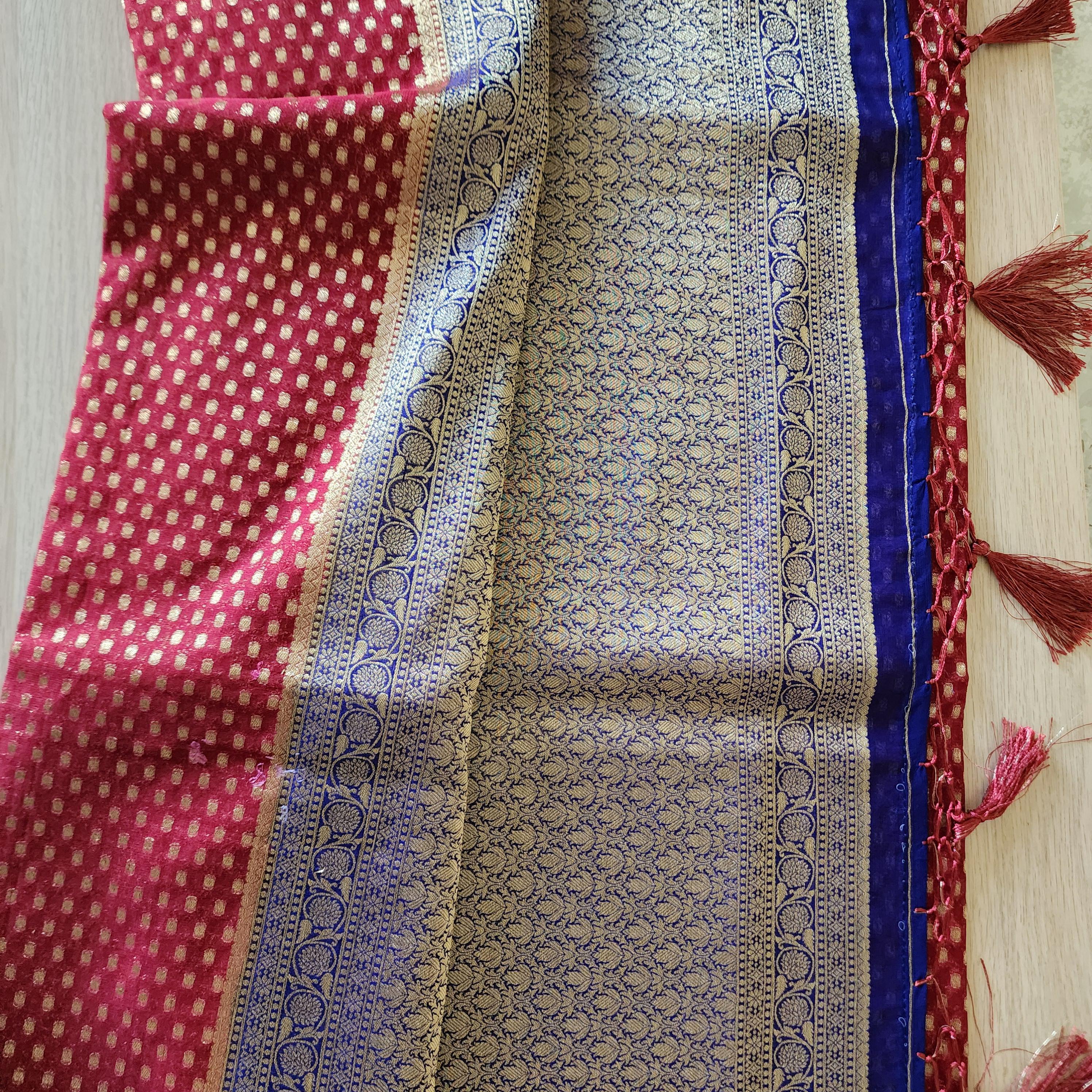 Elegant Maroon-Purple Dual Tone Khaddi Georgette Banarasi Saree