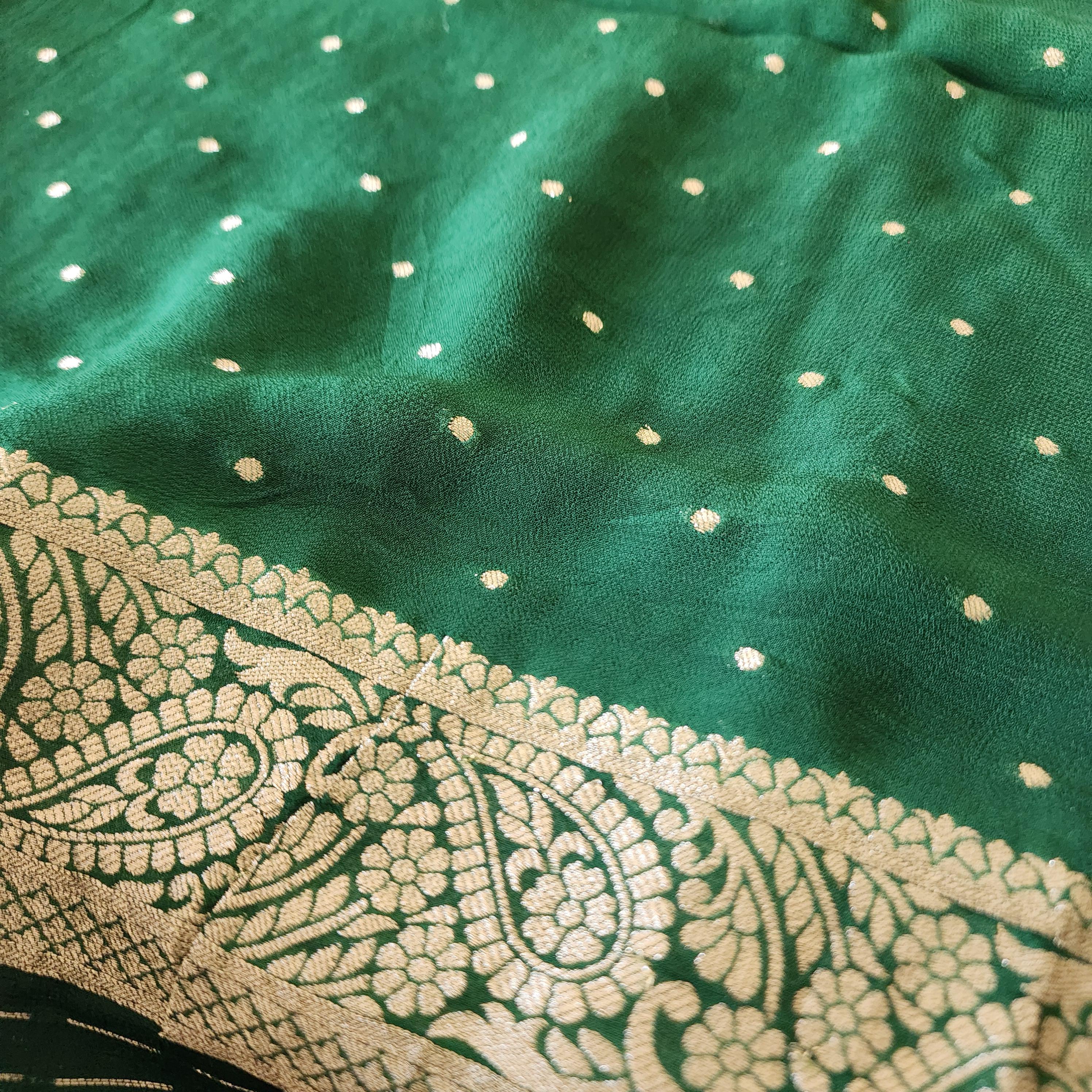 Graceful Purple-Green Dual-Tone Khaddi Georgette Banarasi Saree Light, Elegant, and Flowy