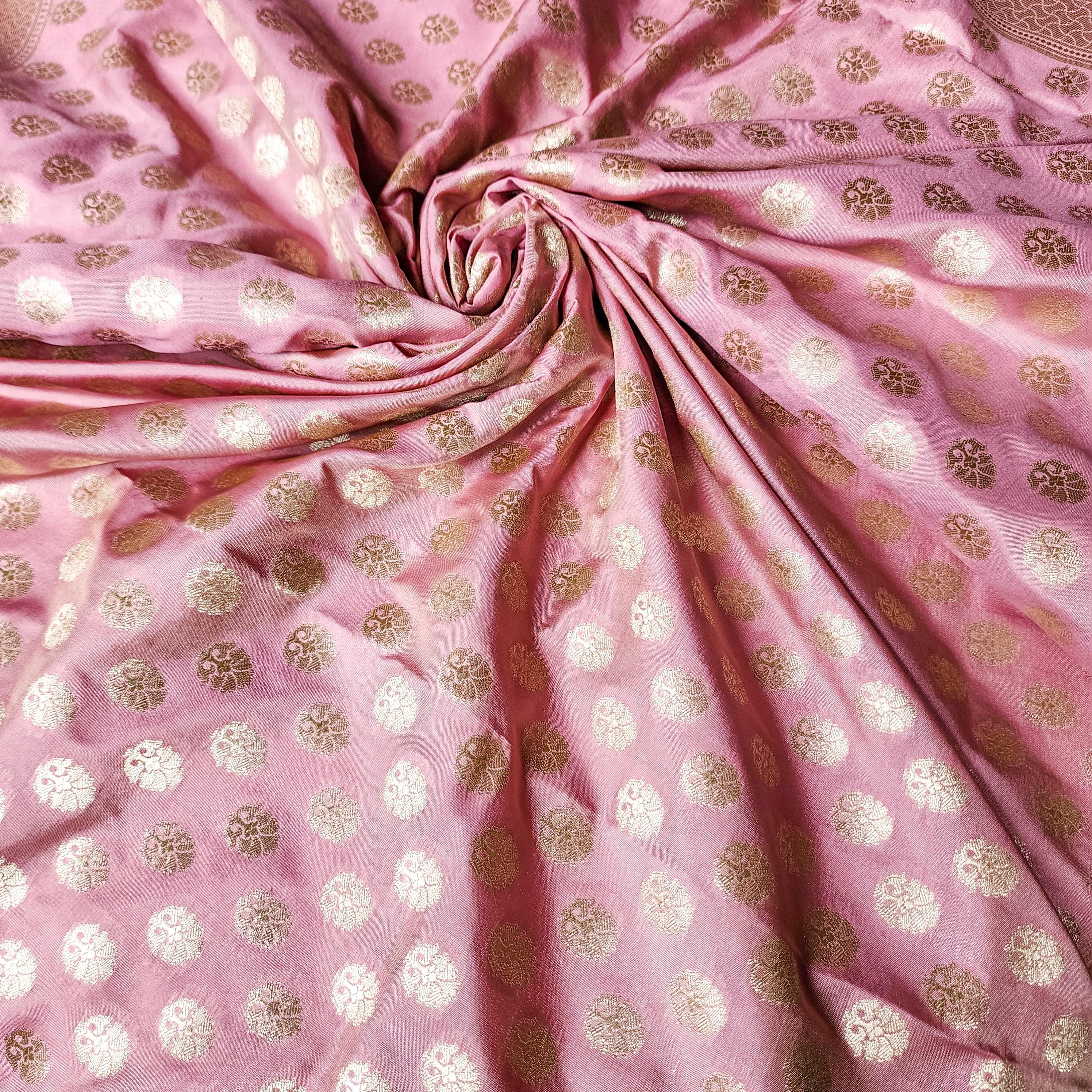 Baby Blush Pink Banarasi Dupatta Soft Gold Dots, Chic Minimal Festive Wear