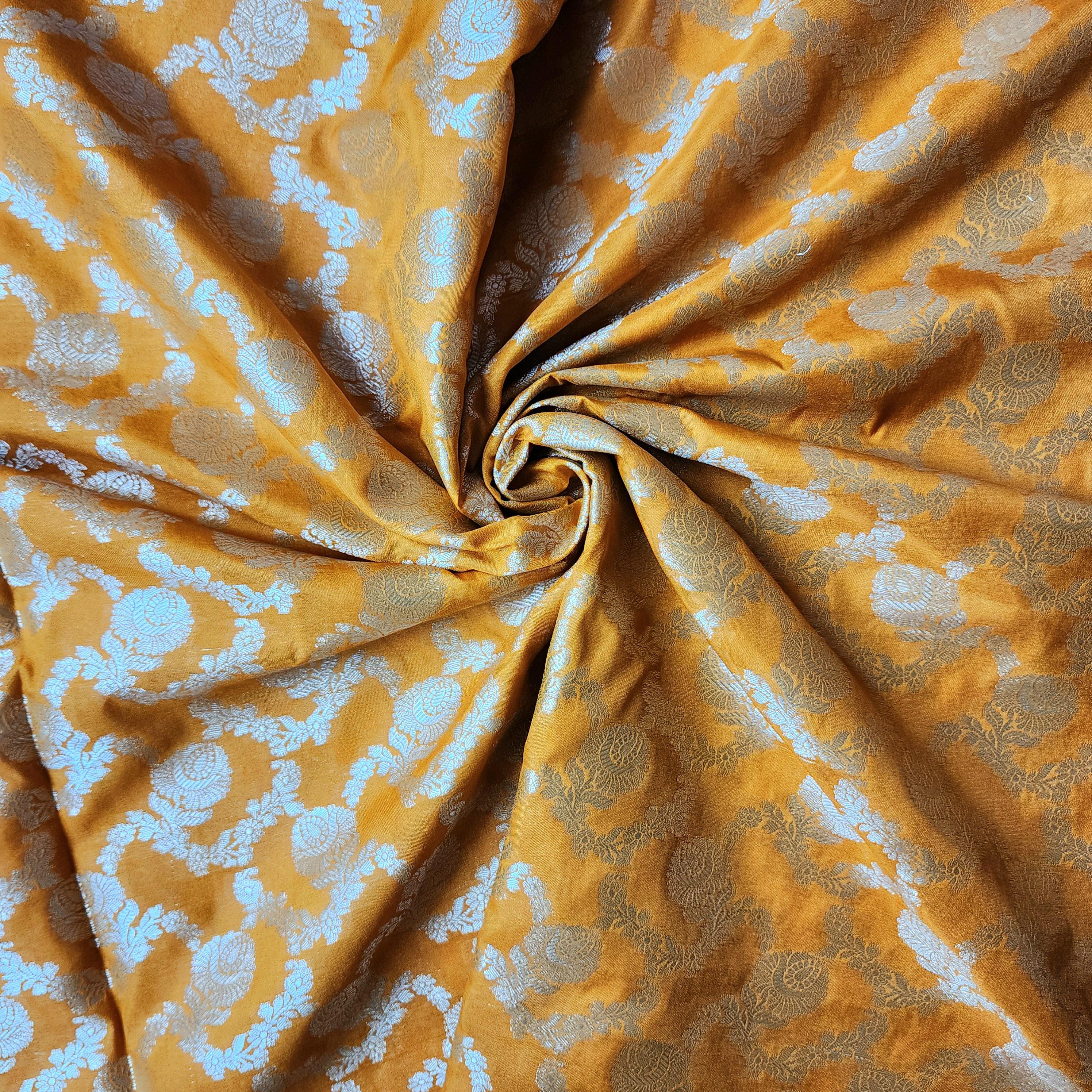 Mustard Yellow Banarasi Dupatta Golden Florals, Warm & Regal Statement