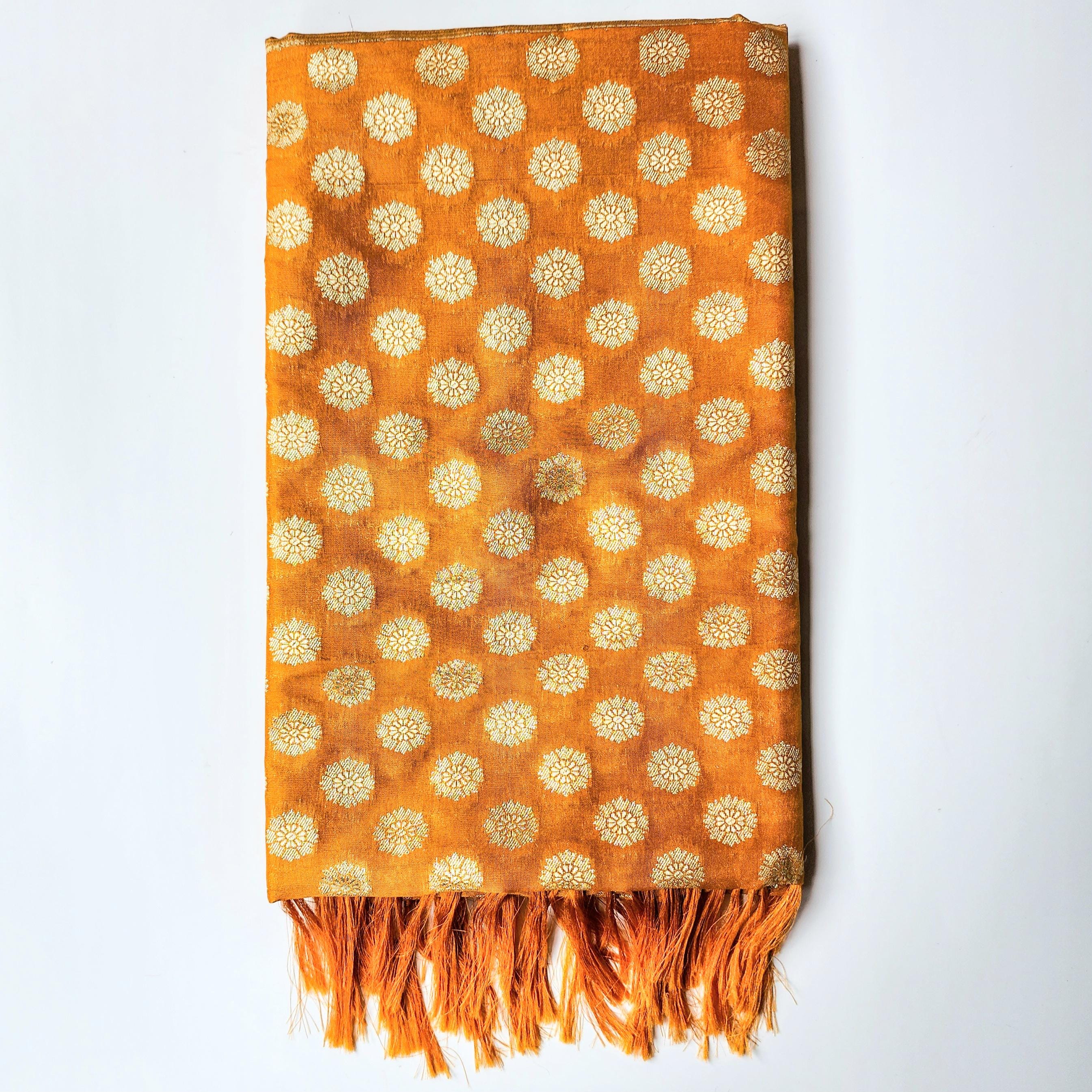 Mustard Yellow Banarasi Dupatta with Soft Polka Dots