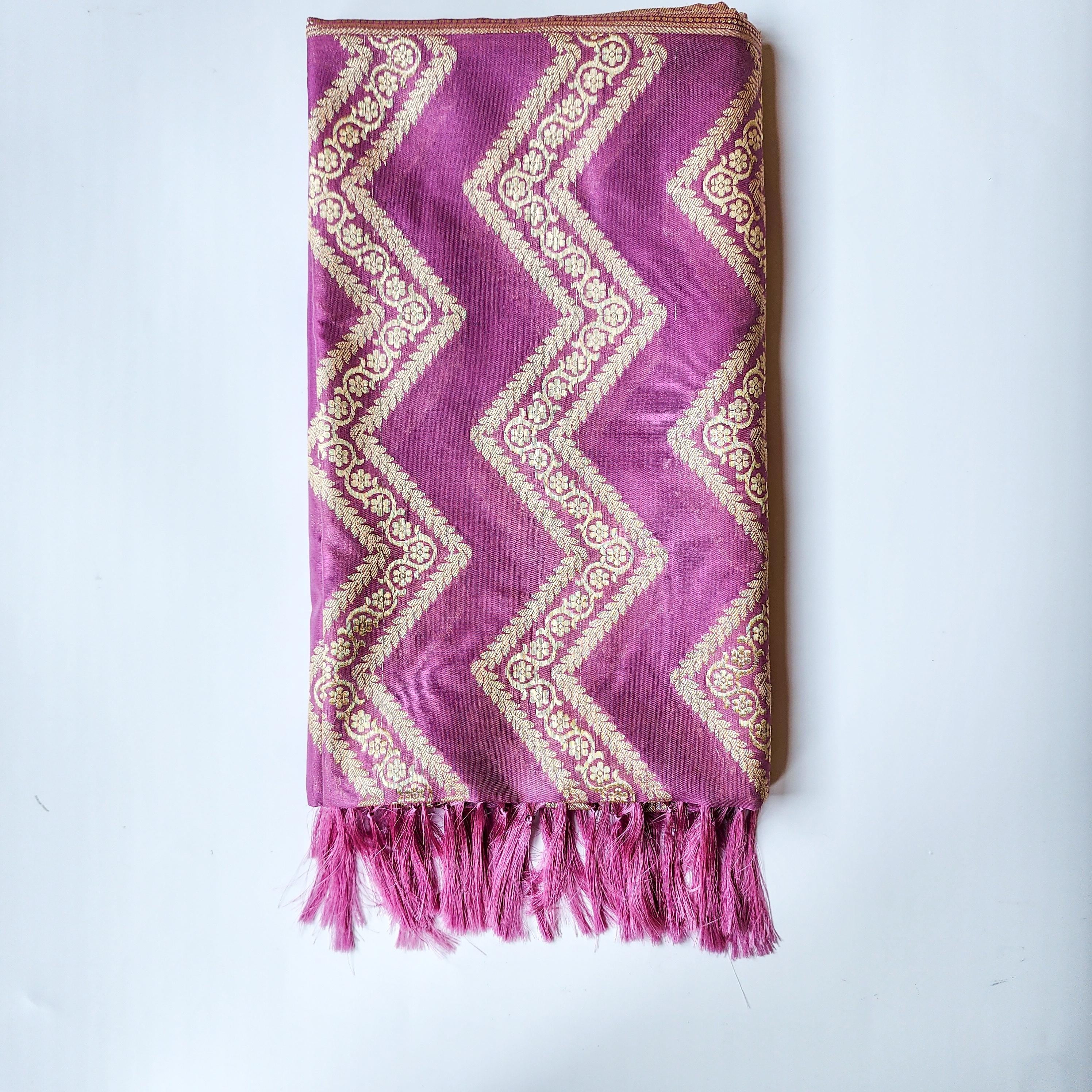 Orchid Purple Banarasi Dupatta Luxe Chevron Design, Perfect for Parties