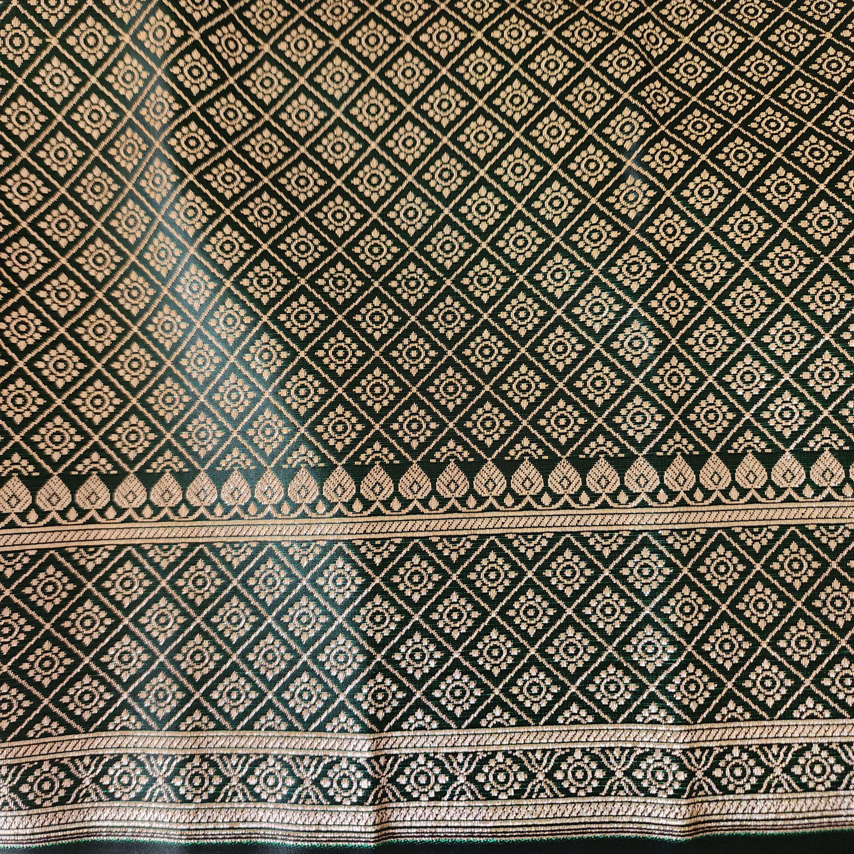 Rich Dark Bottle Green, Pure Banarasi Katan Silk Saree with Rich Gold & Silver Zari Weaving