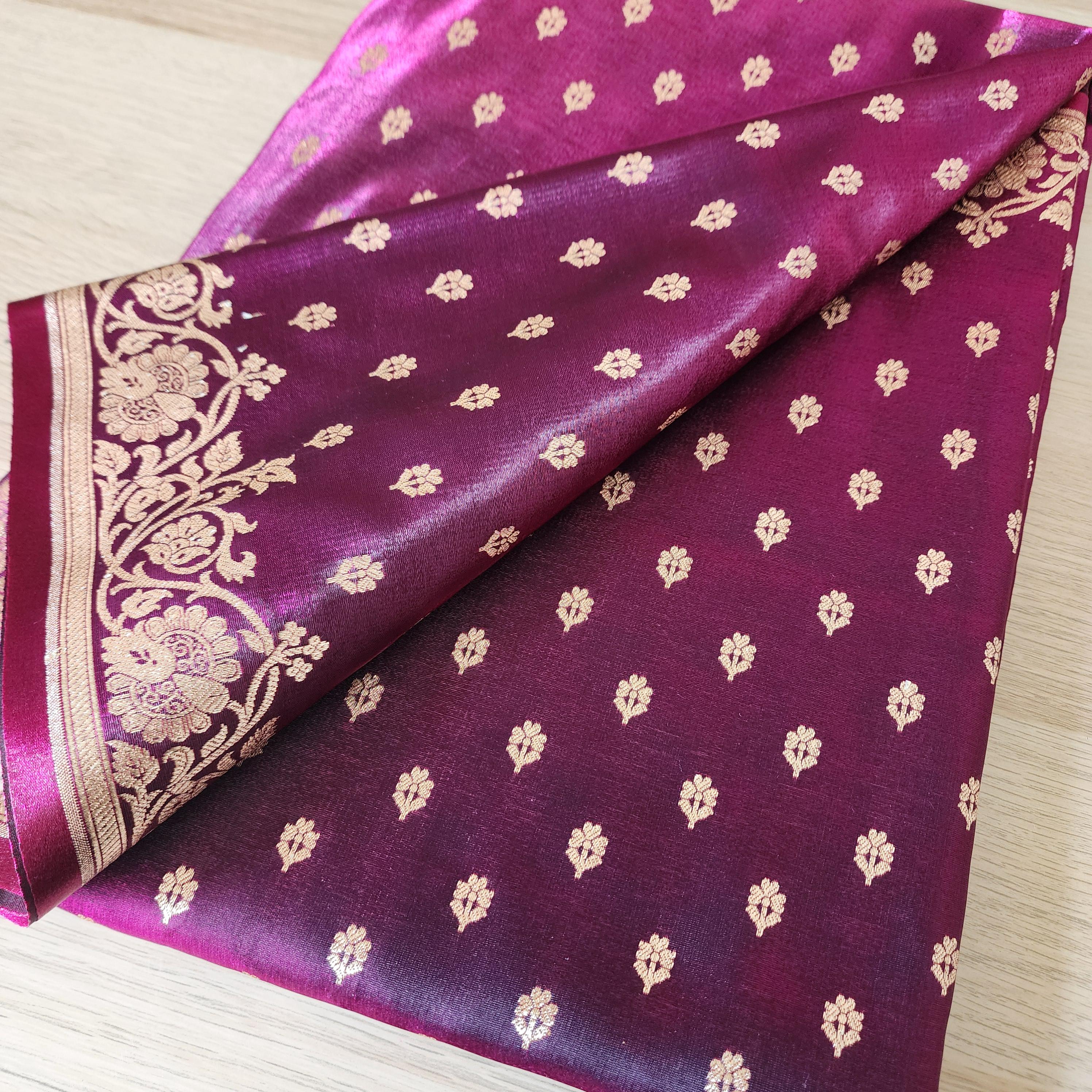 Timeless Deep Purple, Pure Banarasi Katan Silk Saree with Rich Gold & Silver Zari Weaving