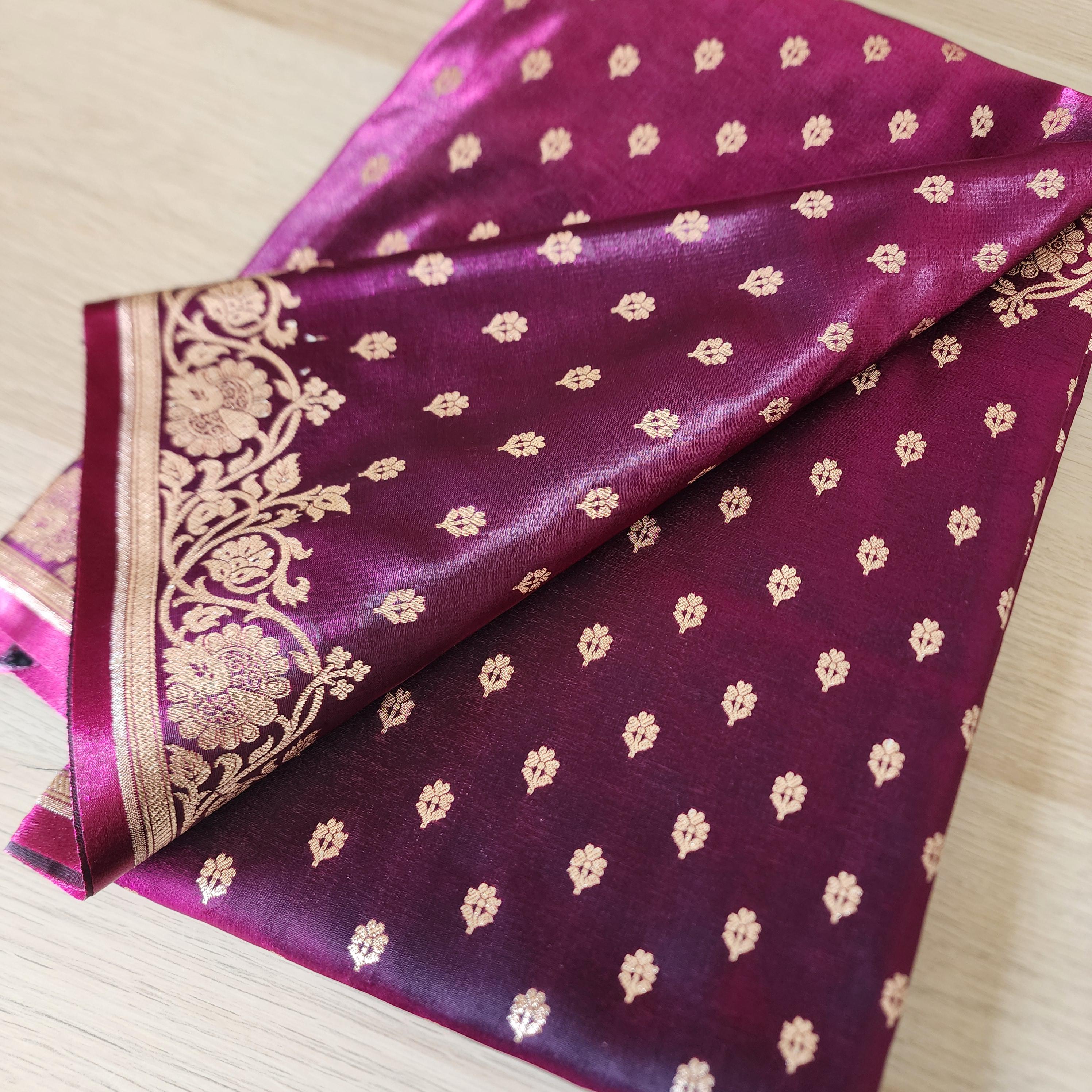 Timeless Deep Purple, Pure Banarasi Katan Silk Saree with Rich Gold & Silver Zari Weaving