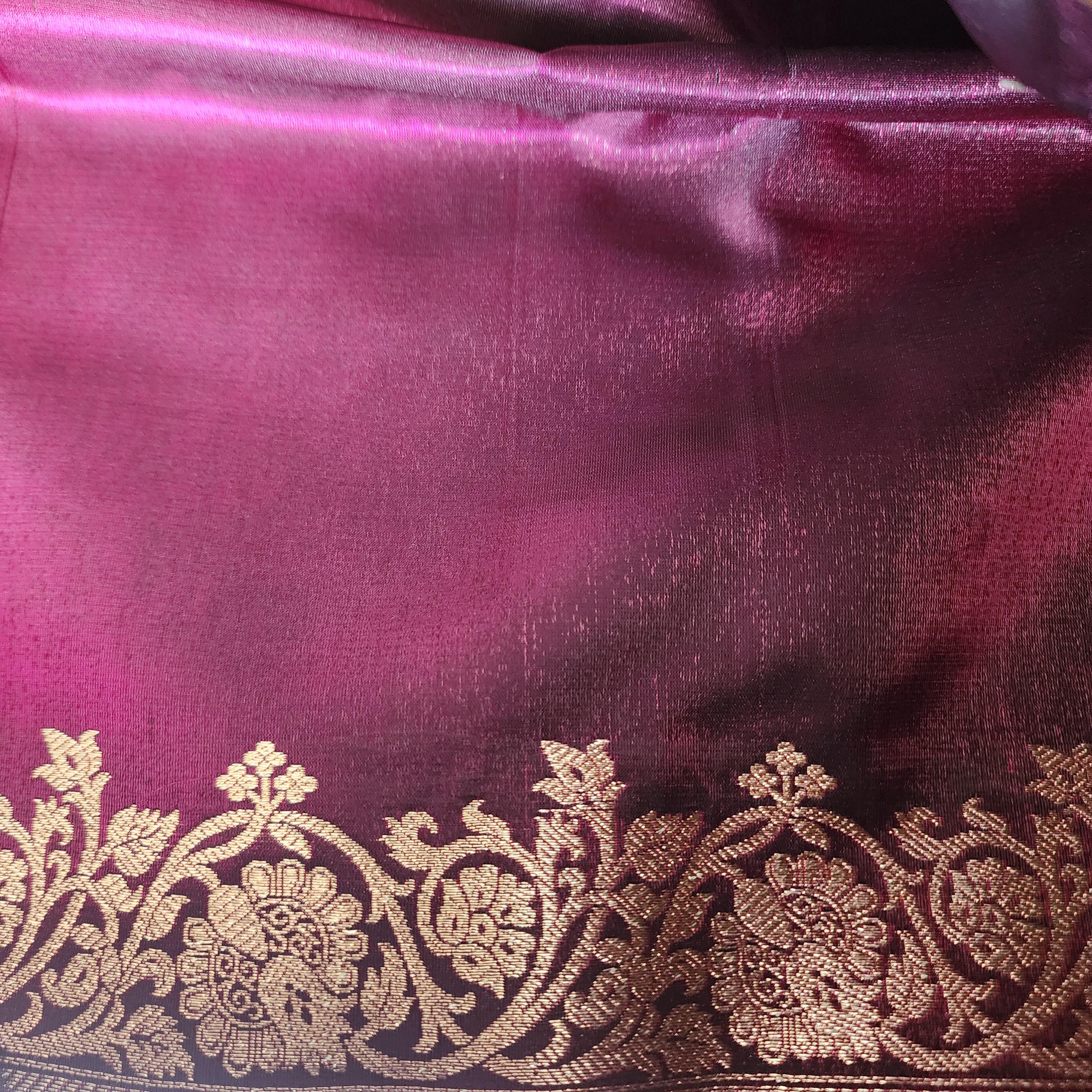 Timeless Deep Purple, Pure Banarasi Katan Silk Saree with Rich Gold & Silver Zari Weaving