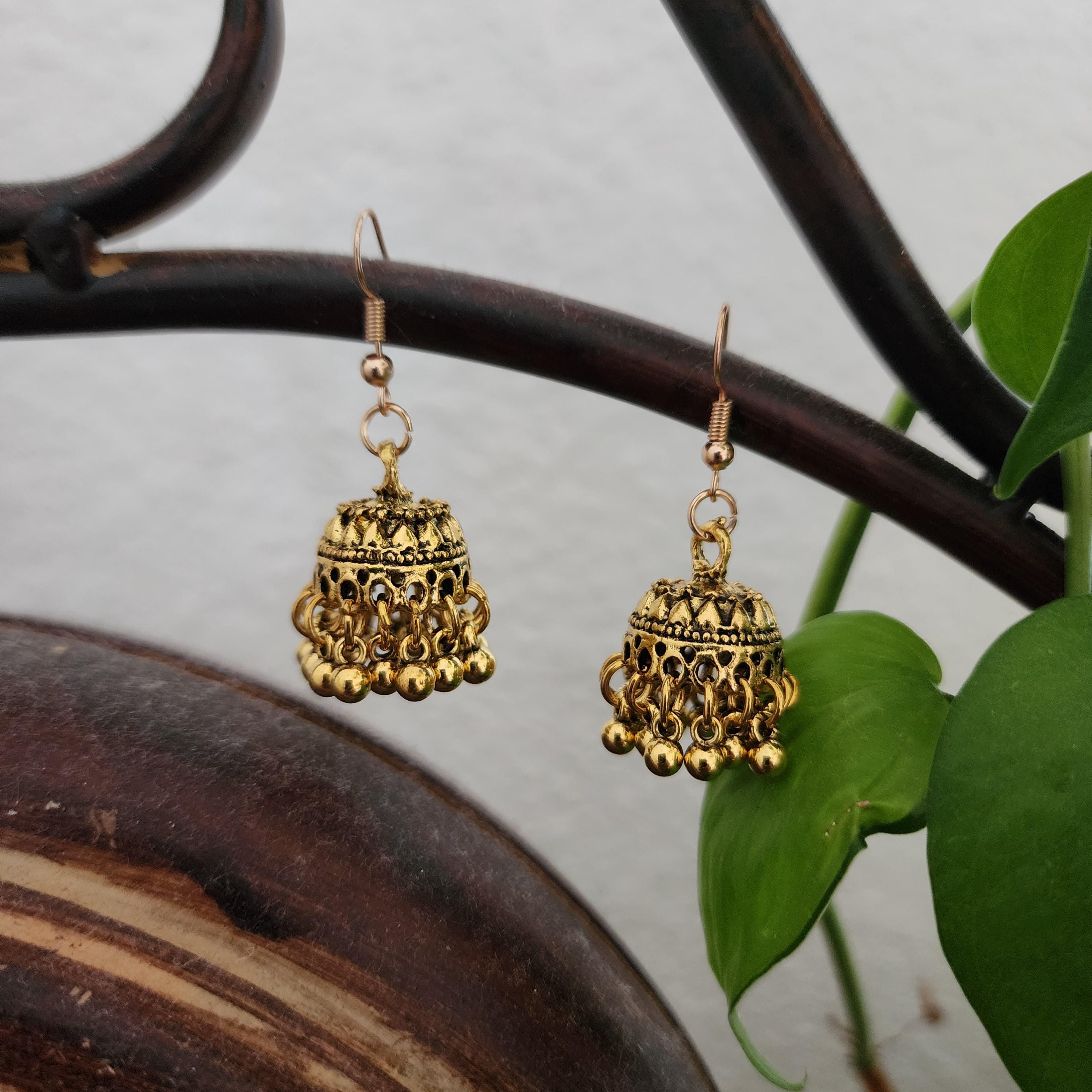 Gold Pearl Drop Earrings Elegant Traditional Indian Design