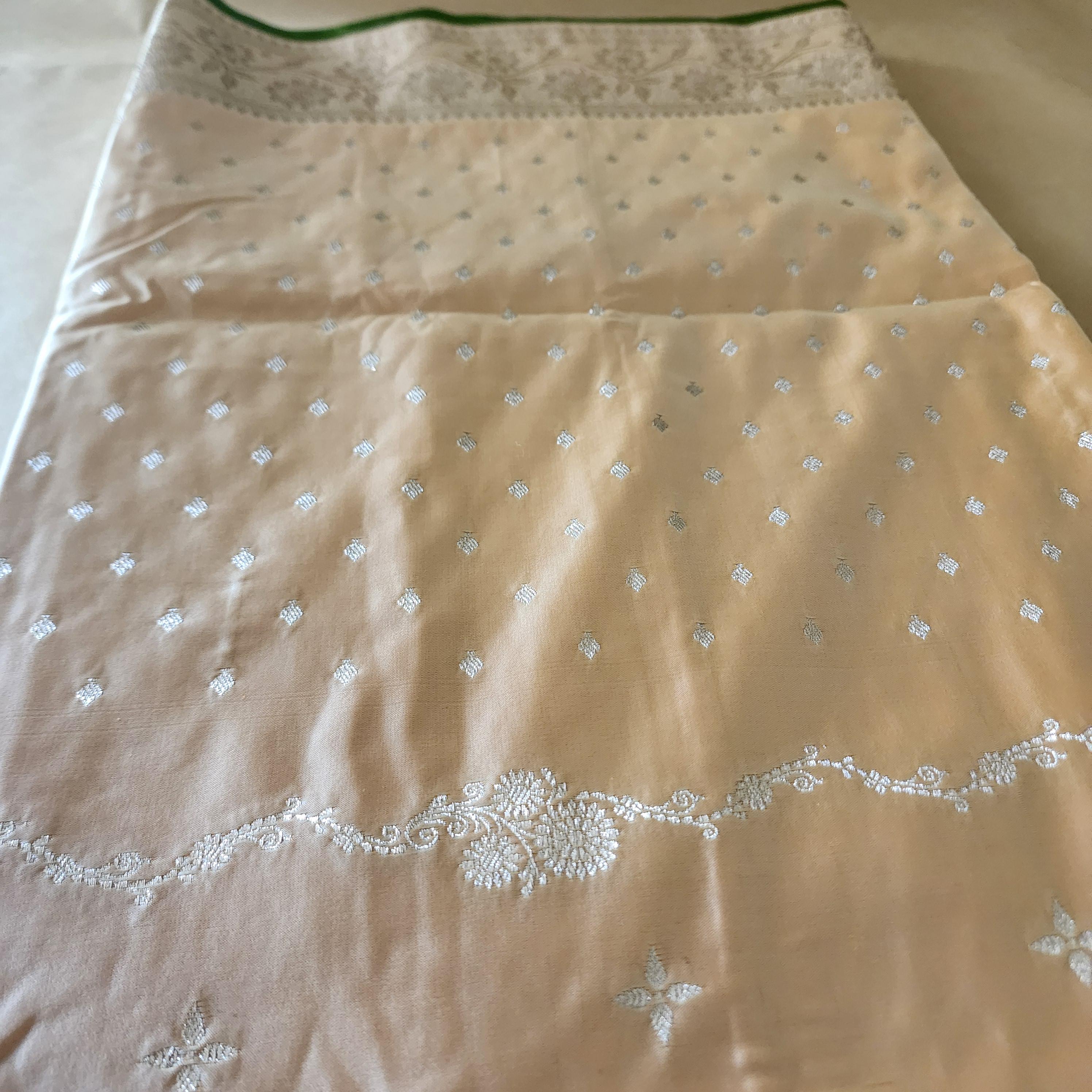 Rich Beige Banarasi Katan Silk Saree | Light Gold Zari weaving