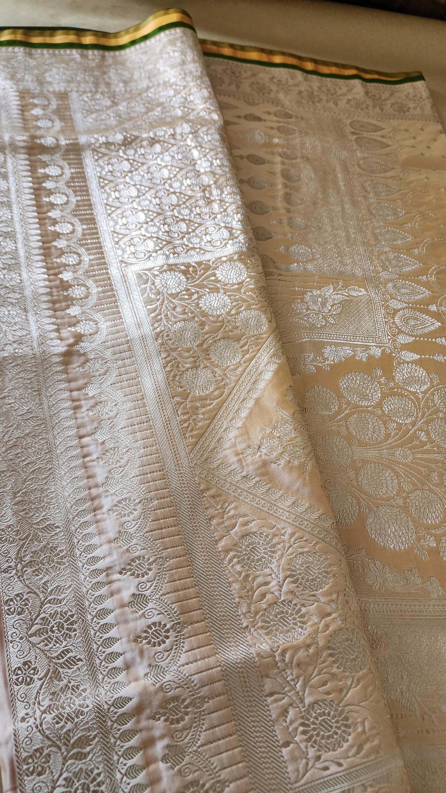 Rich Beige Banarasi Katan Silk Saree | Light Gold Zari weaving