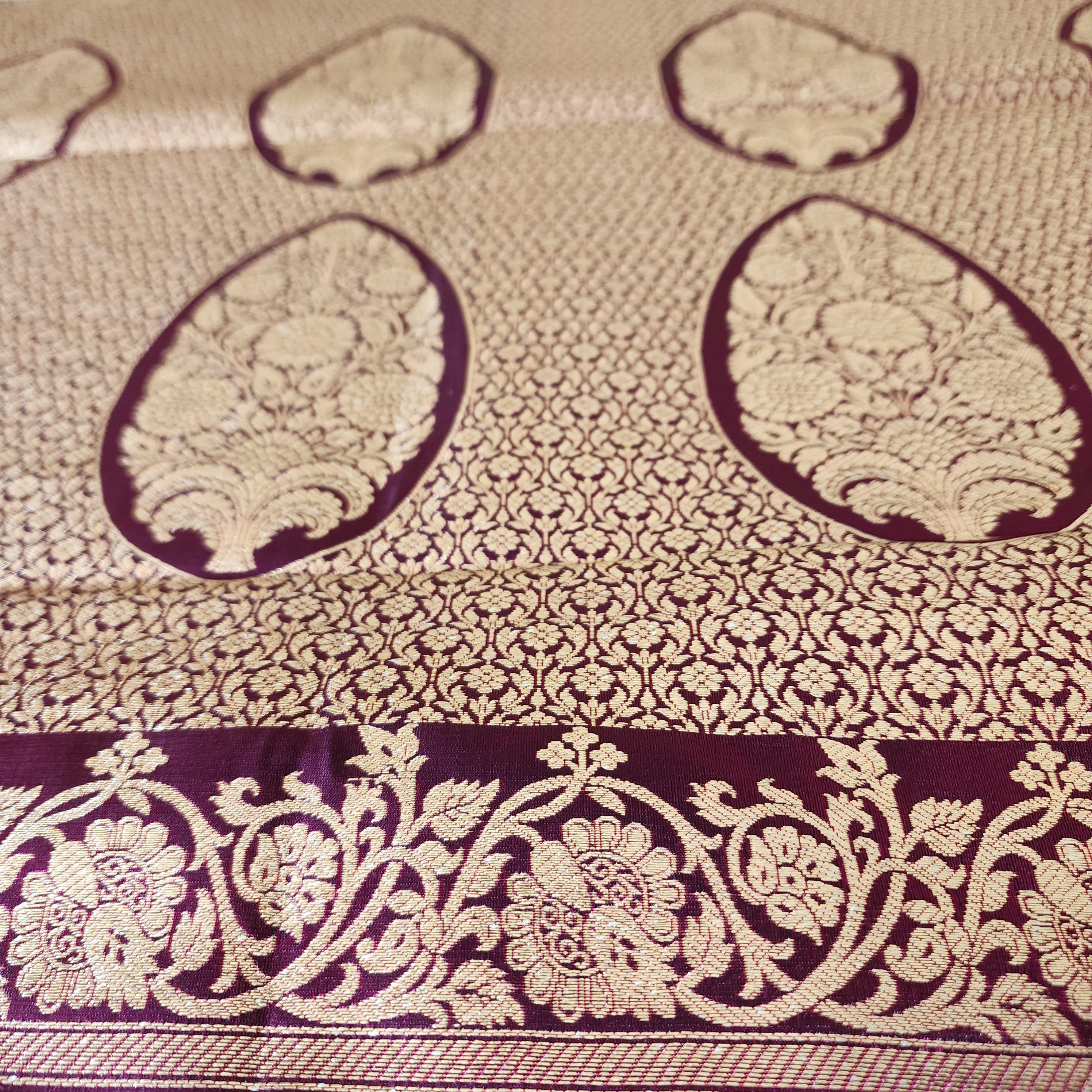 Timeless Deep Purple, Pure Banarasi Katan Silk Saree with Rich Gold & Silver Zari Weaving