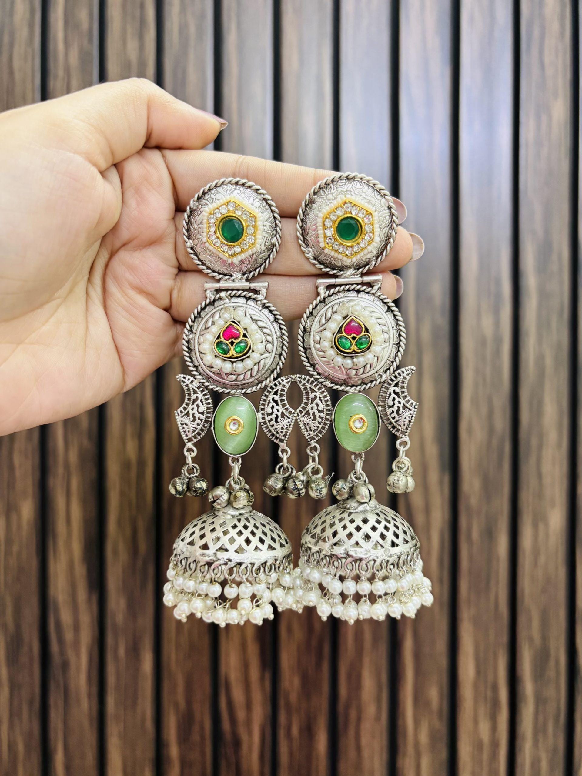 Silver Oxidized Tribal Jhumka Earrings | Handmade Statement Jewelry | Ethnic Festival Earrings