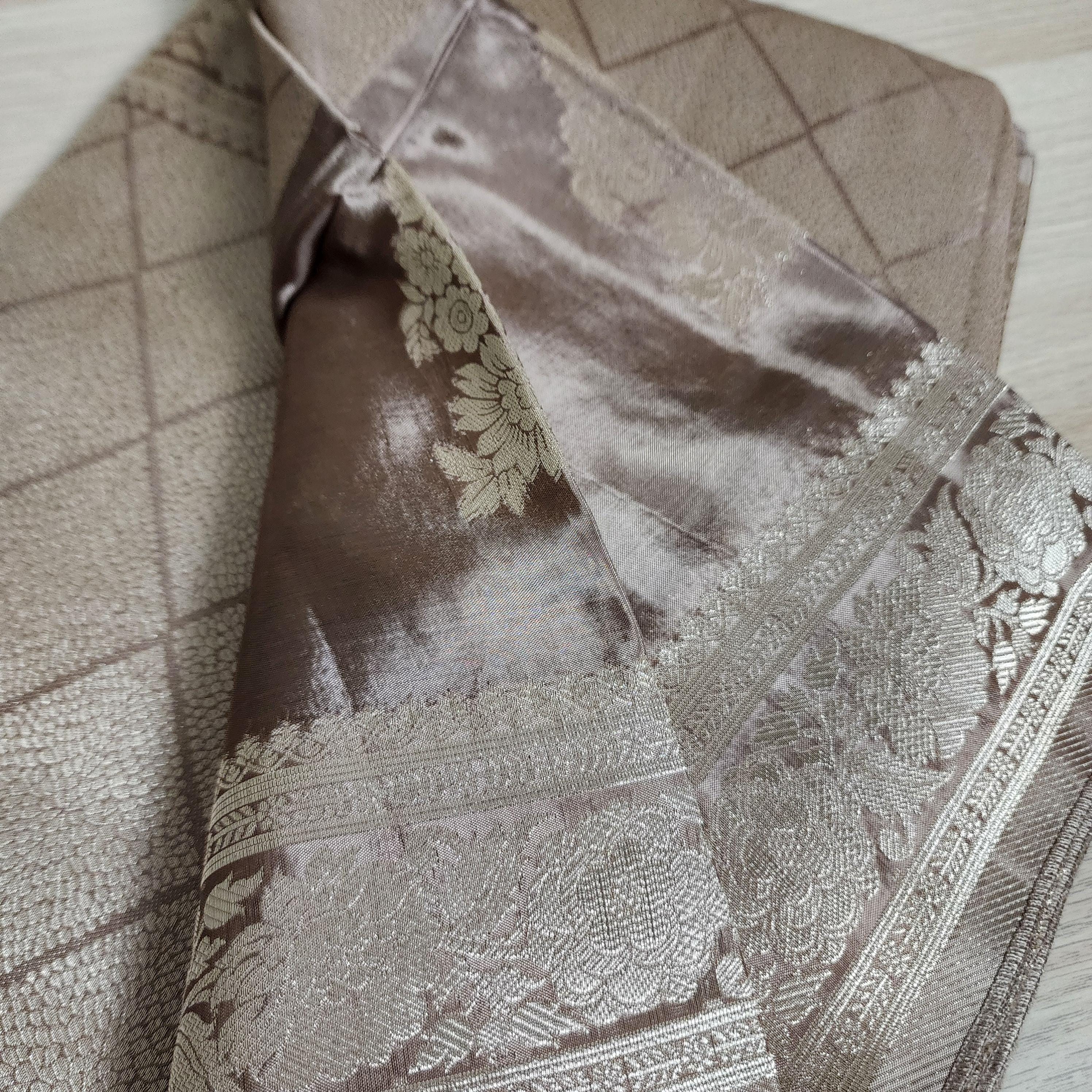 Banarasi Crape Georgette Saree in Gray & Silver Zari