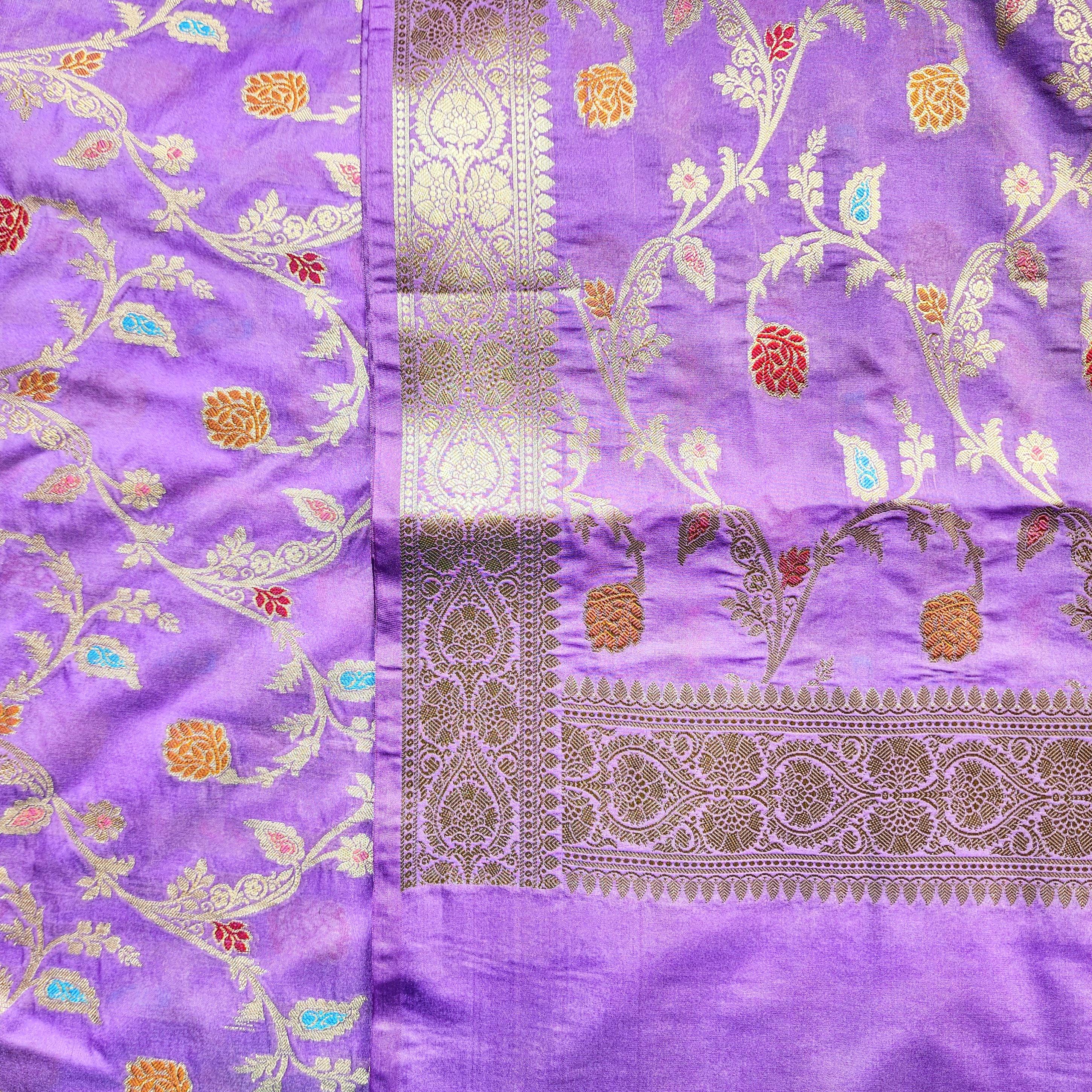 Baby Pink Banarasi Silk Dupatta with Elegant Multicolor Meenakari and Zari Border