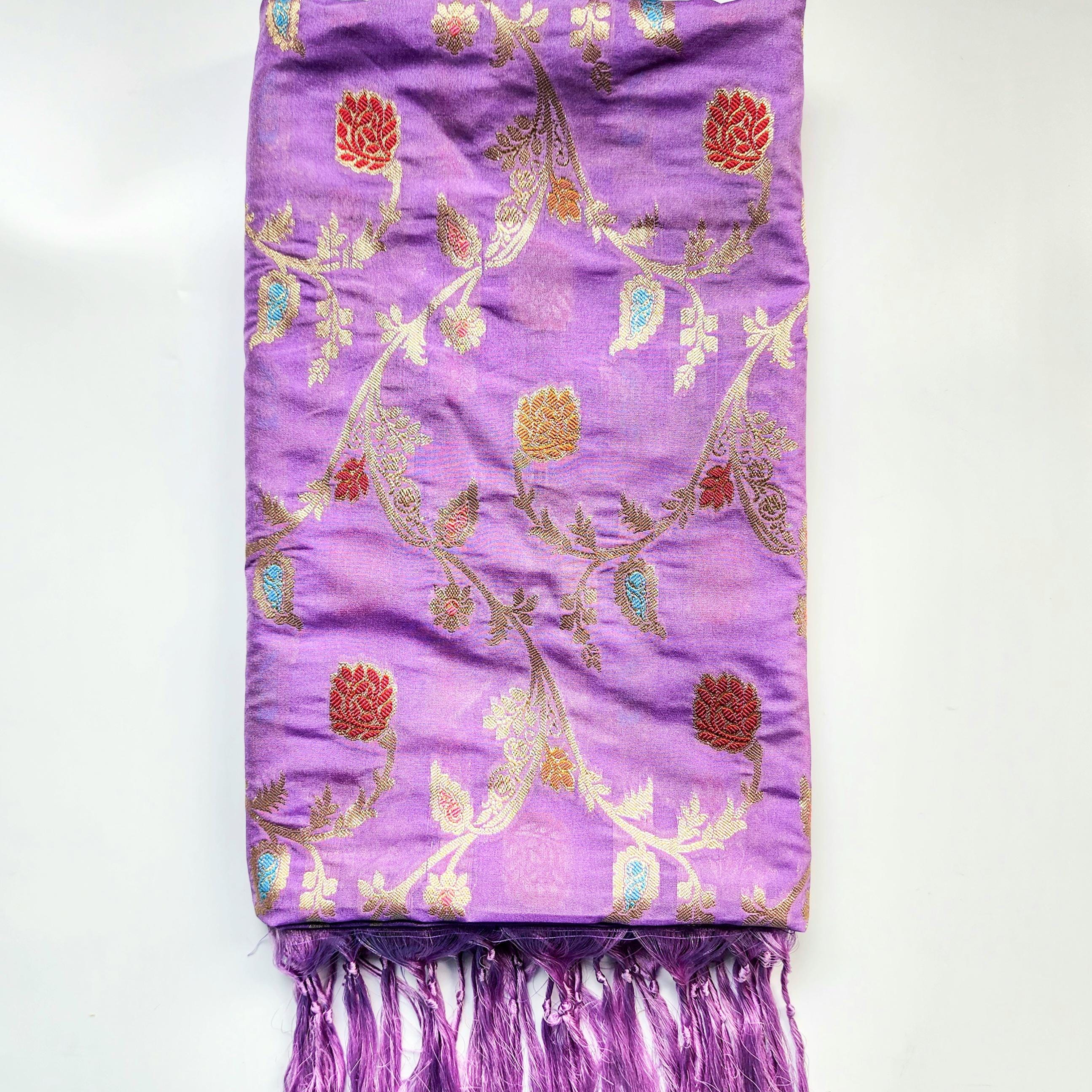 Baby Pink Banarasi Silk Dupatta with Elegant Multicolor Meenakari and Zari Border