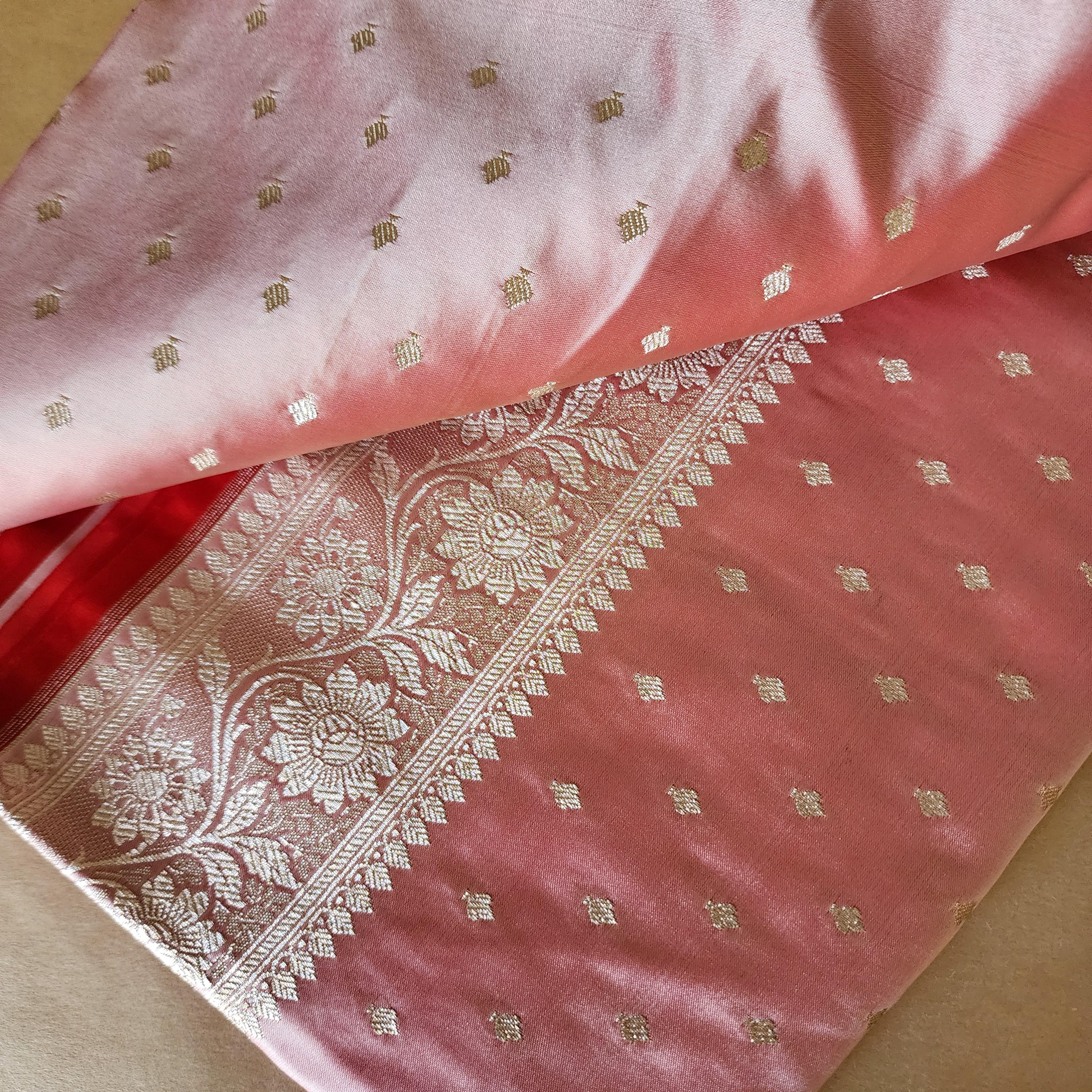 Luxury Red Banarasi Katan Silk Saree | Light Gold Zari weaving