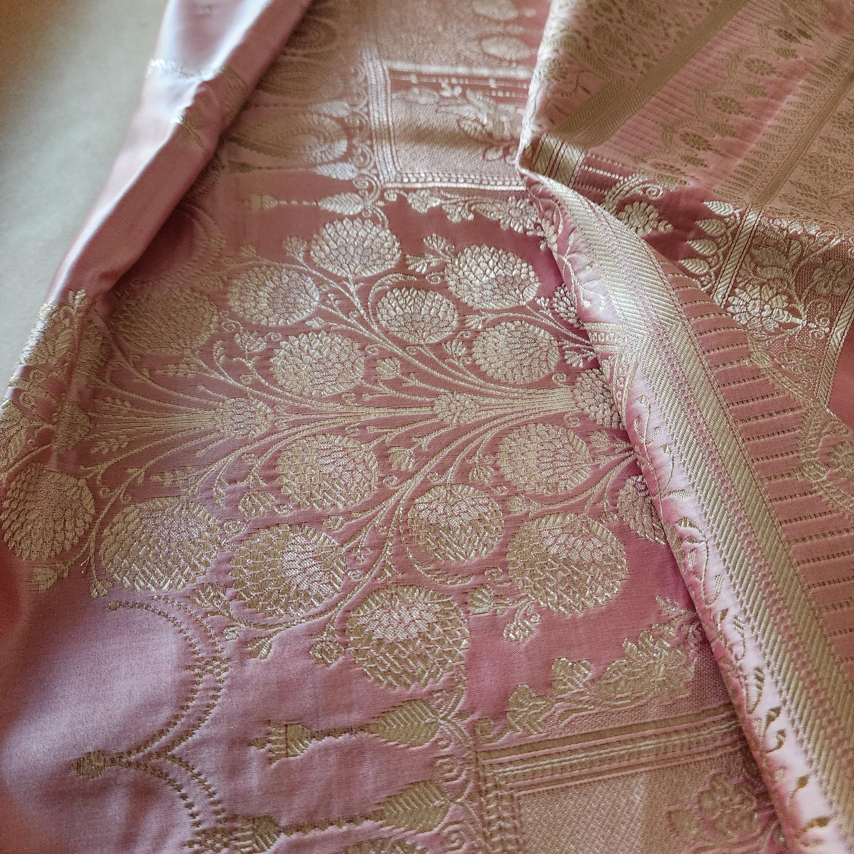 Luxury Red Banarasi Katan Silk Saree | Light Gold Zari weaving