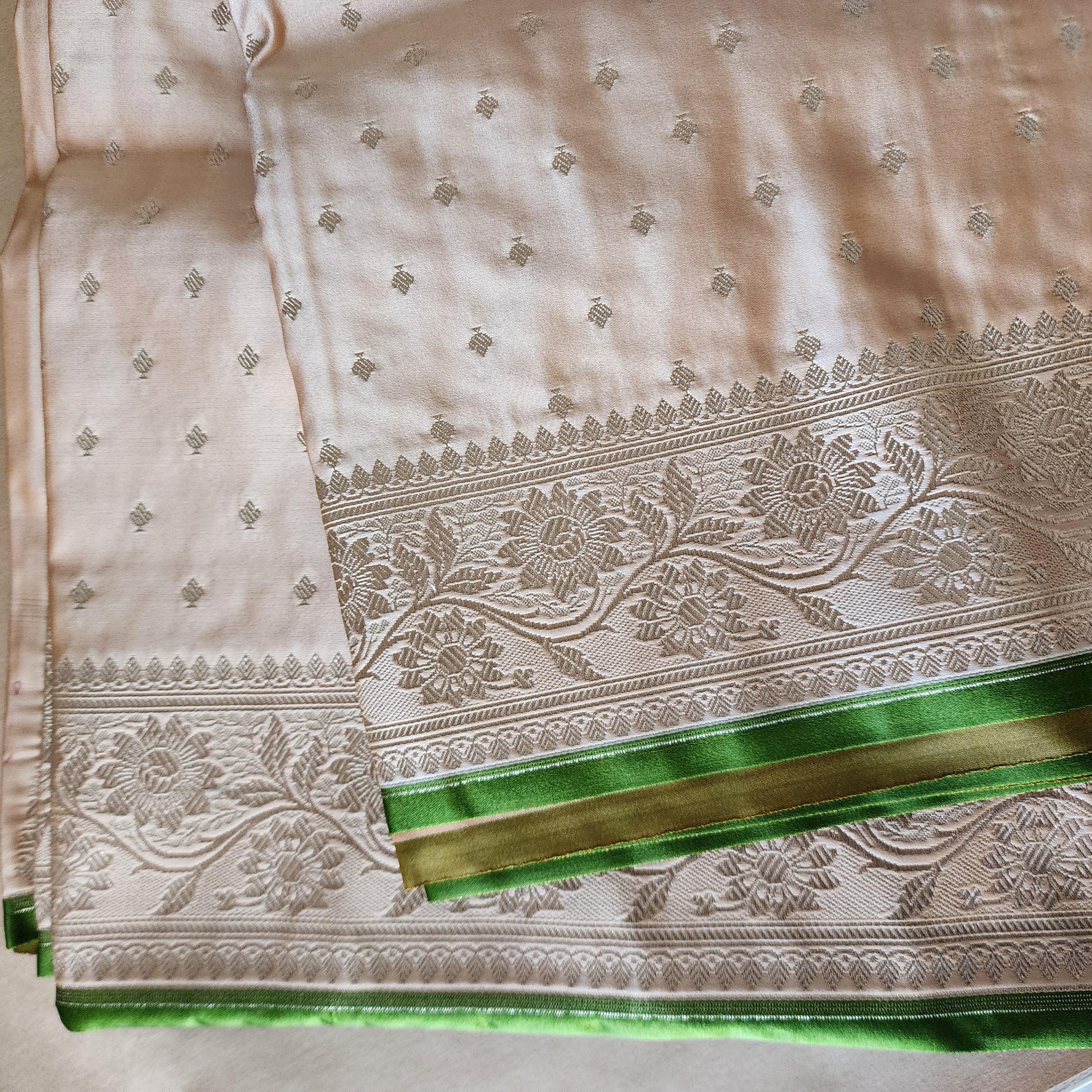 Rich Beige Banarasi Katan Silk Saree | Light Gold Zari weaving