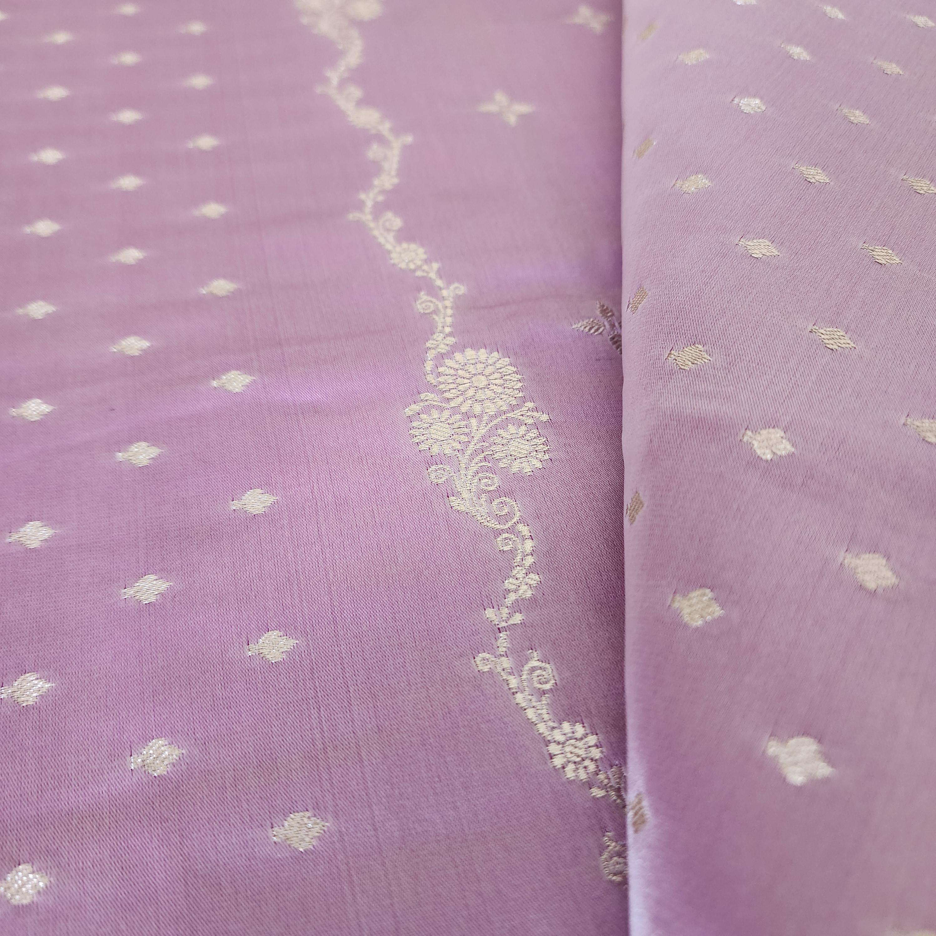 Lavender Purple Banarasi Katan Silk Saree | Light Gold Zari weaving