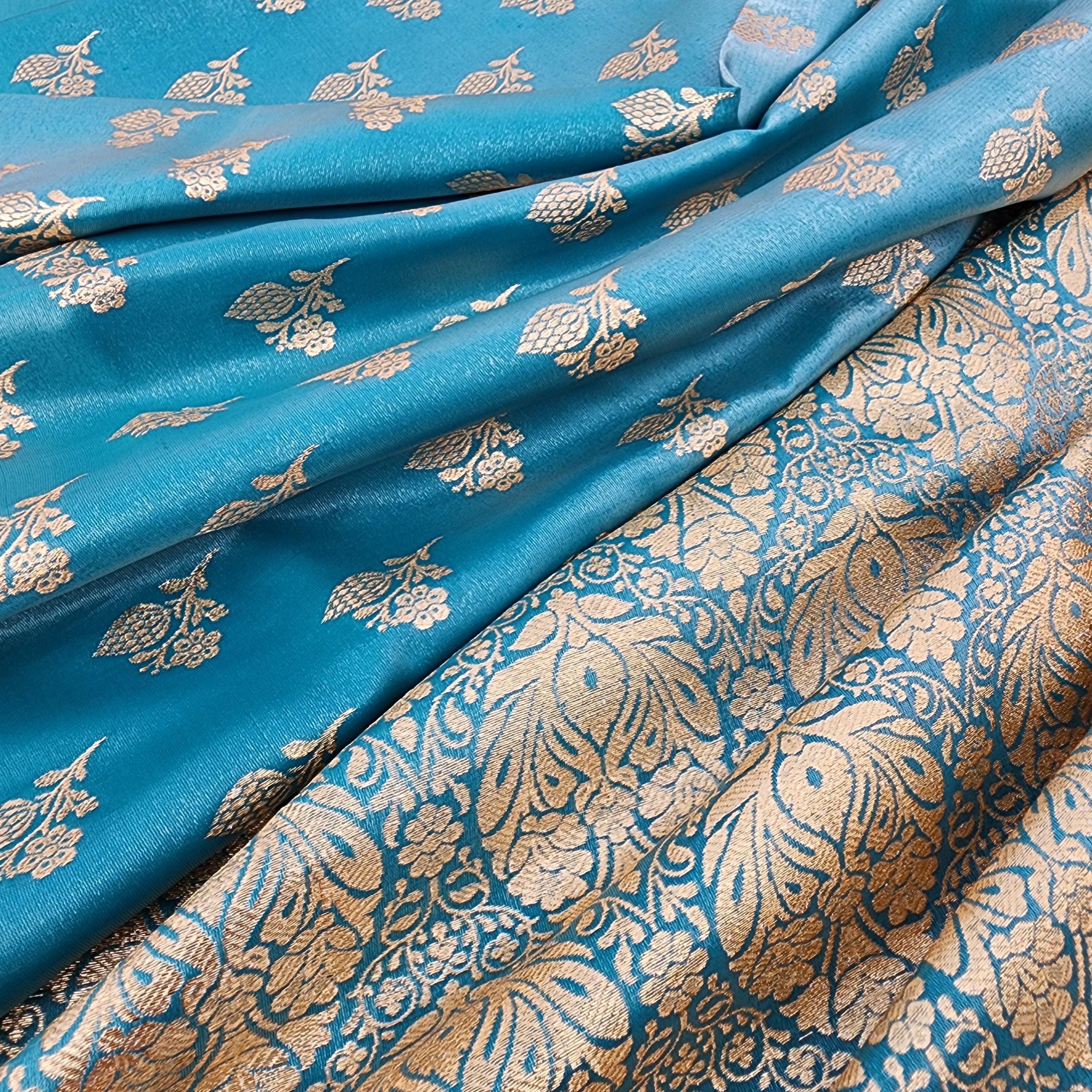 Rich Peacock Blue Banarasi Silk Saree with Gold Zari Weaving