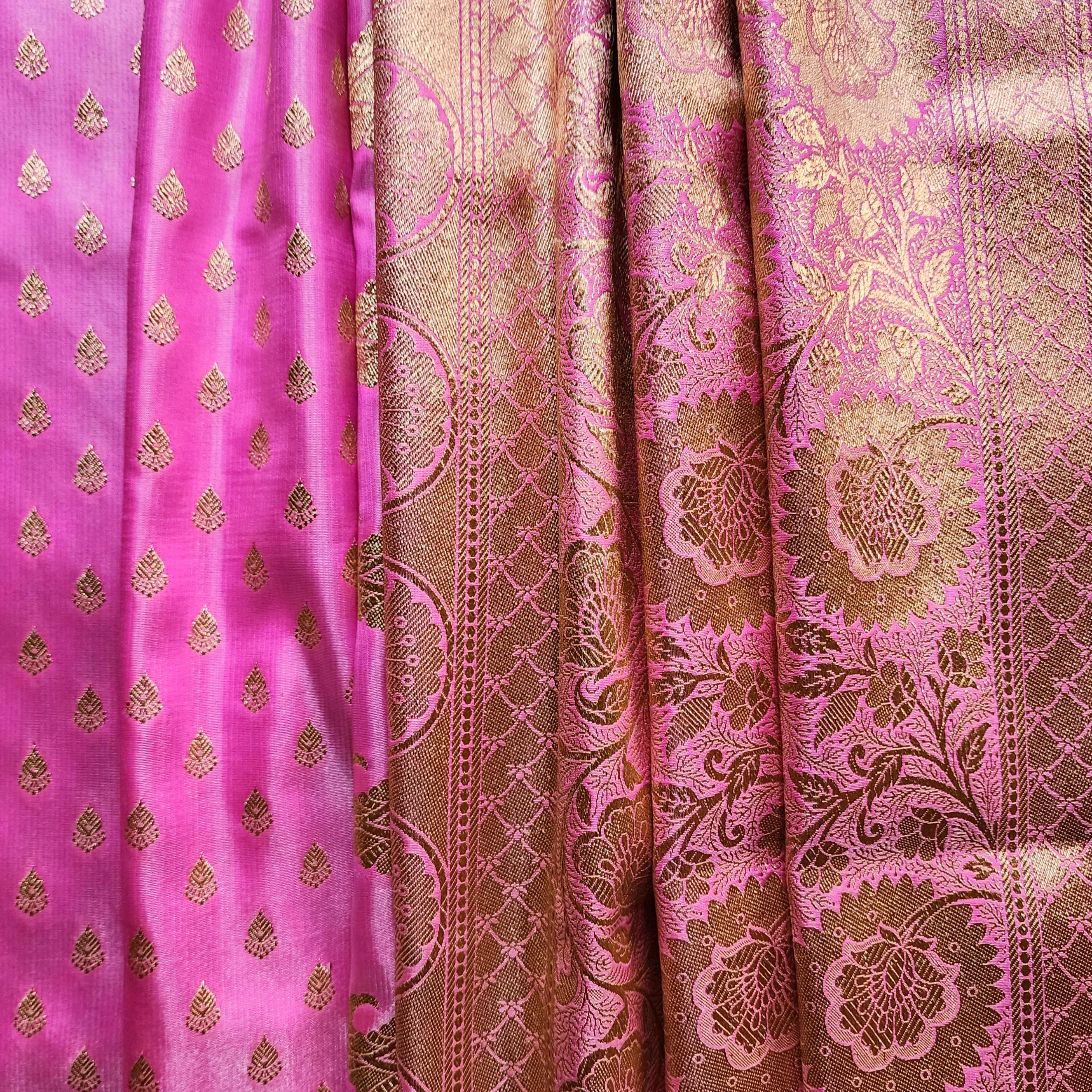 Rich Hot Pink Banarasi Silk Saree with Gold Zari Weaving