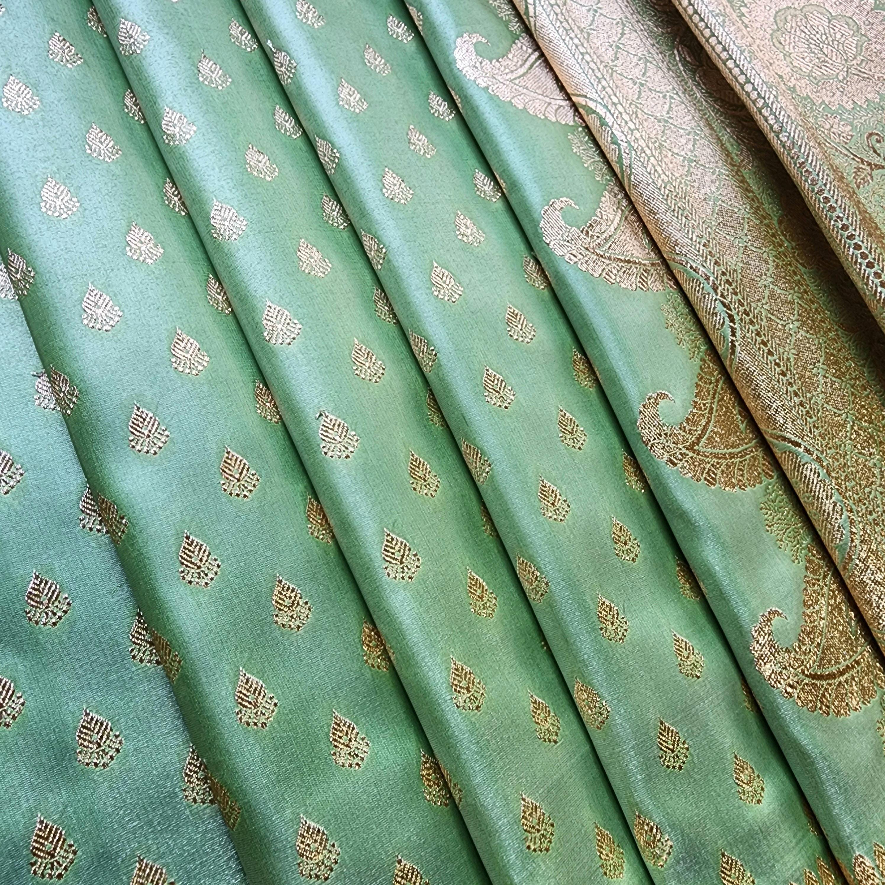 Rich Mehendi Green Banarasi Silk Saree with Gold Zari Weaving