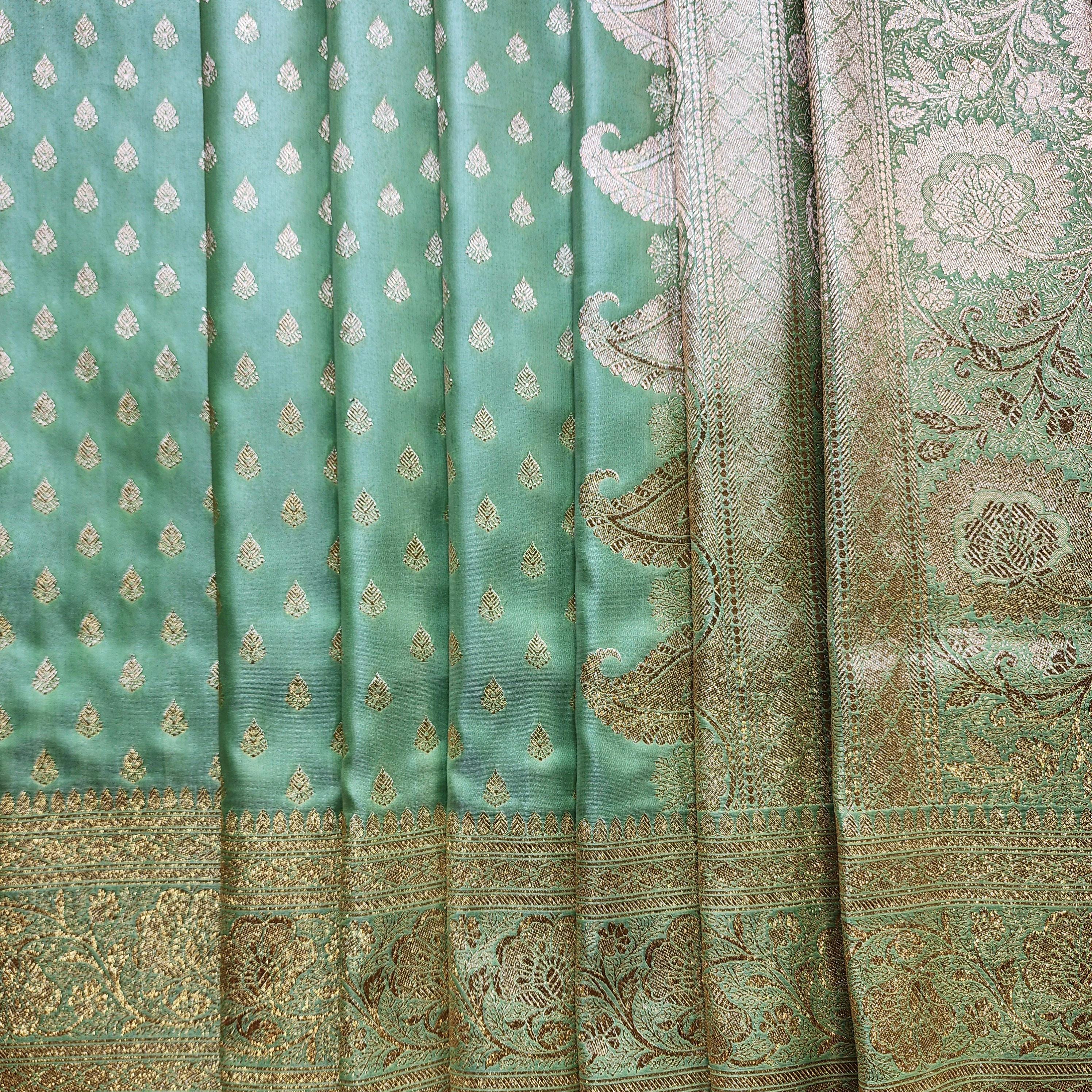 Rich Mehendi Green Banarasi Silk Saree with Gold Zari Weaving