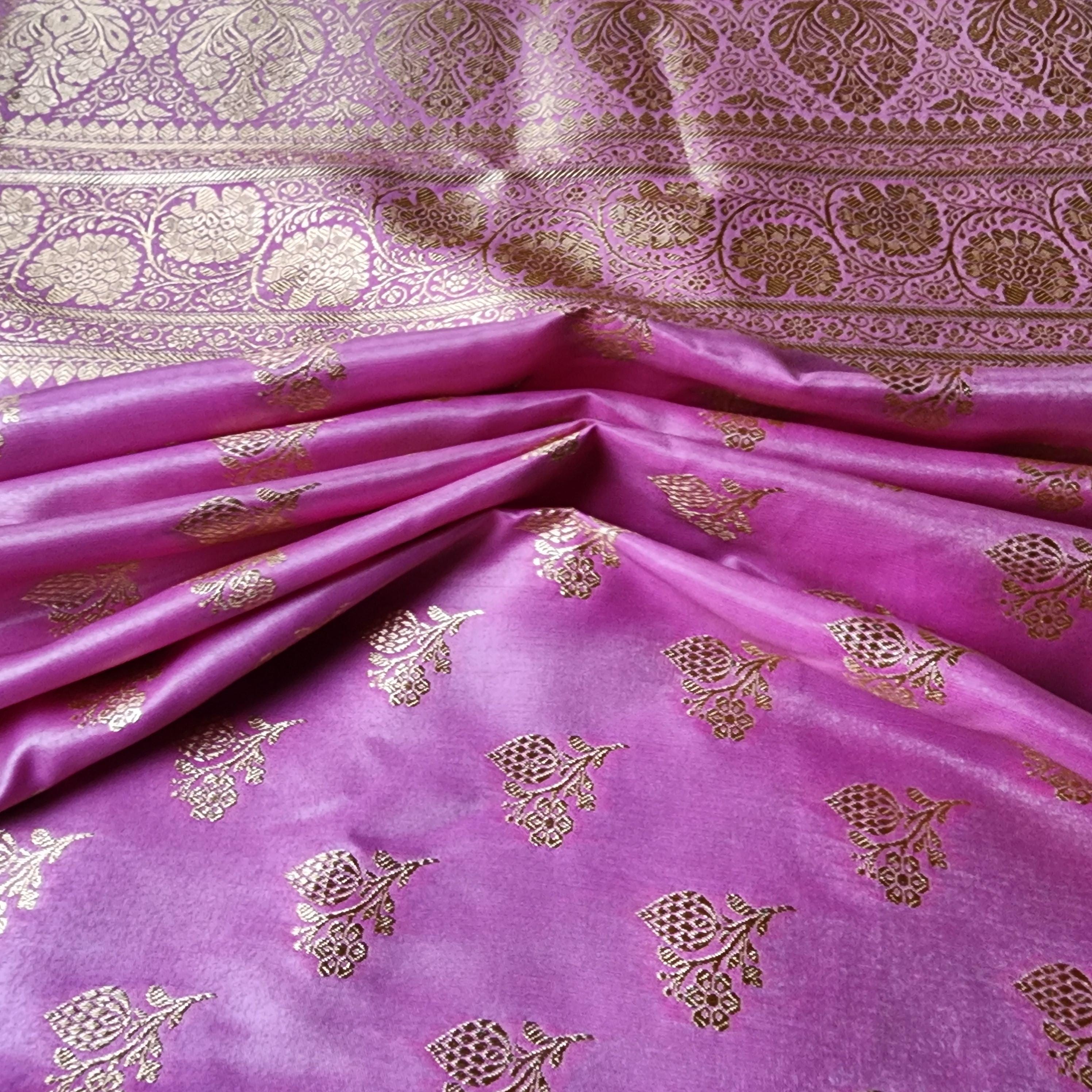 Rich Magenta Pink Banarasi Silk Saree with Gold Zari Weaving