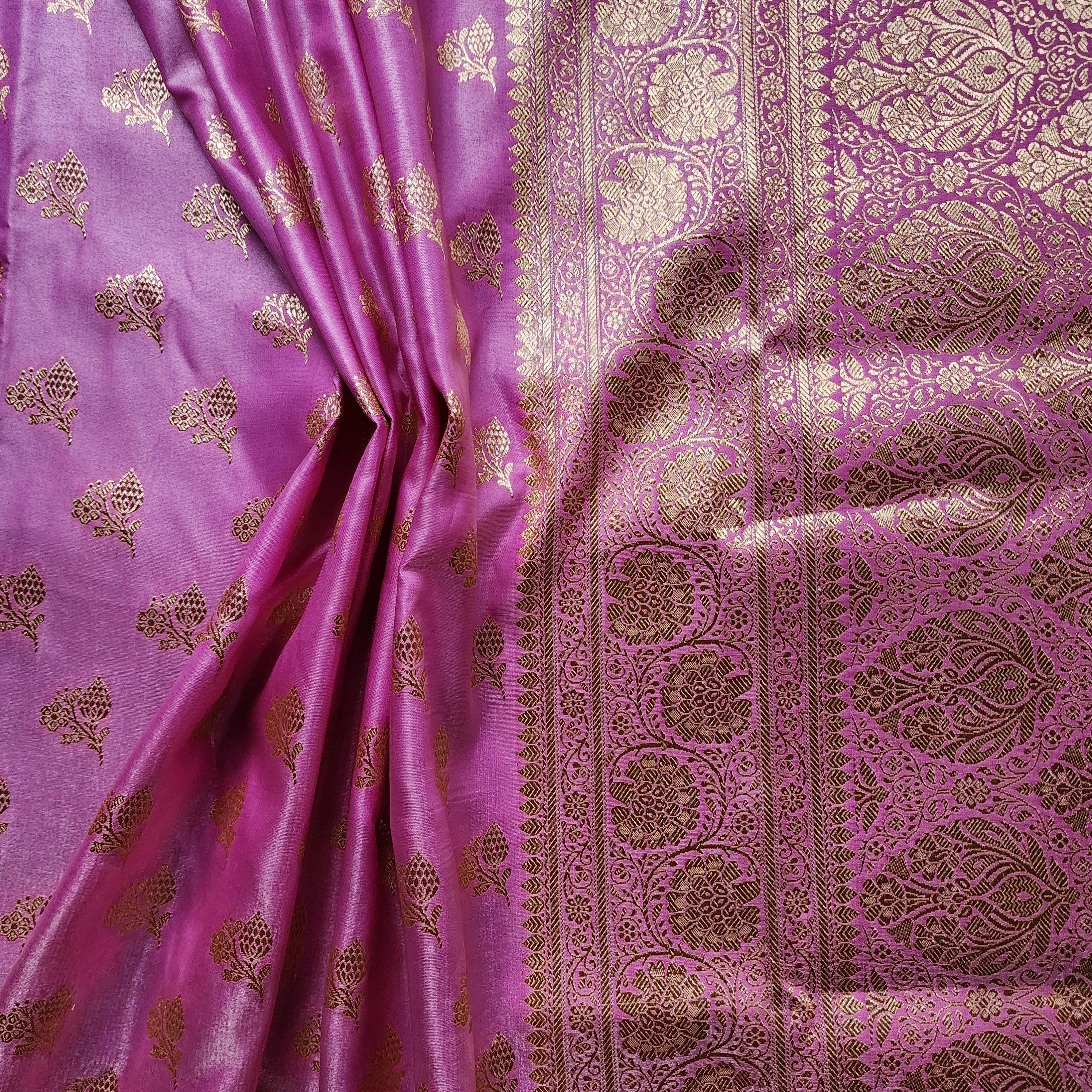 Rich Magenta Pink Banarasi Silk Saree with Gold Zari Weaving