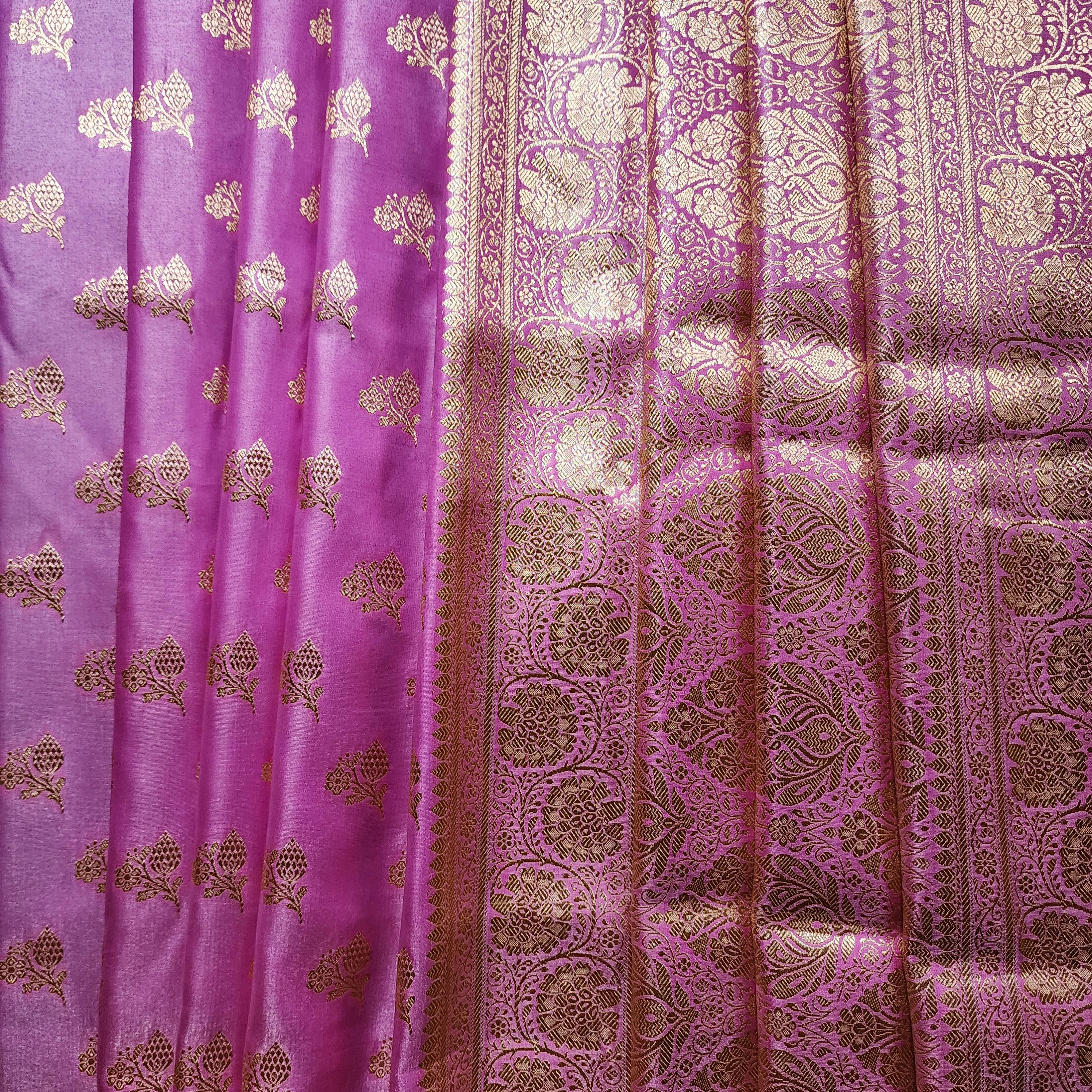 Rich Magenta Pink Banarasi Silk Saree with Gold Zari Weaving