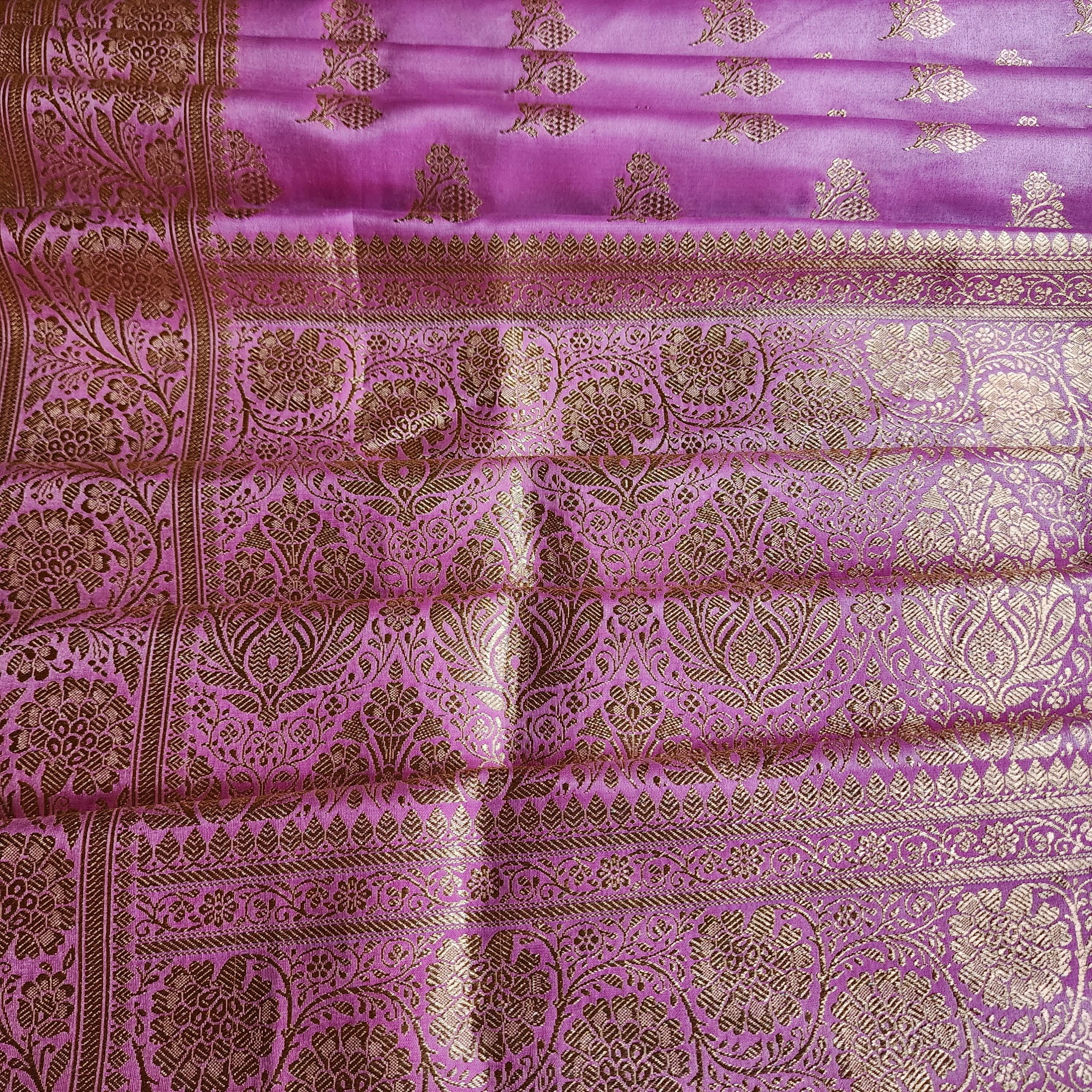 Rich Magenta Pink Banarasi Silk Saree with Gold Zari Weaving