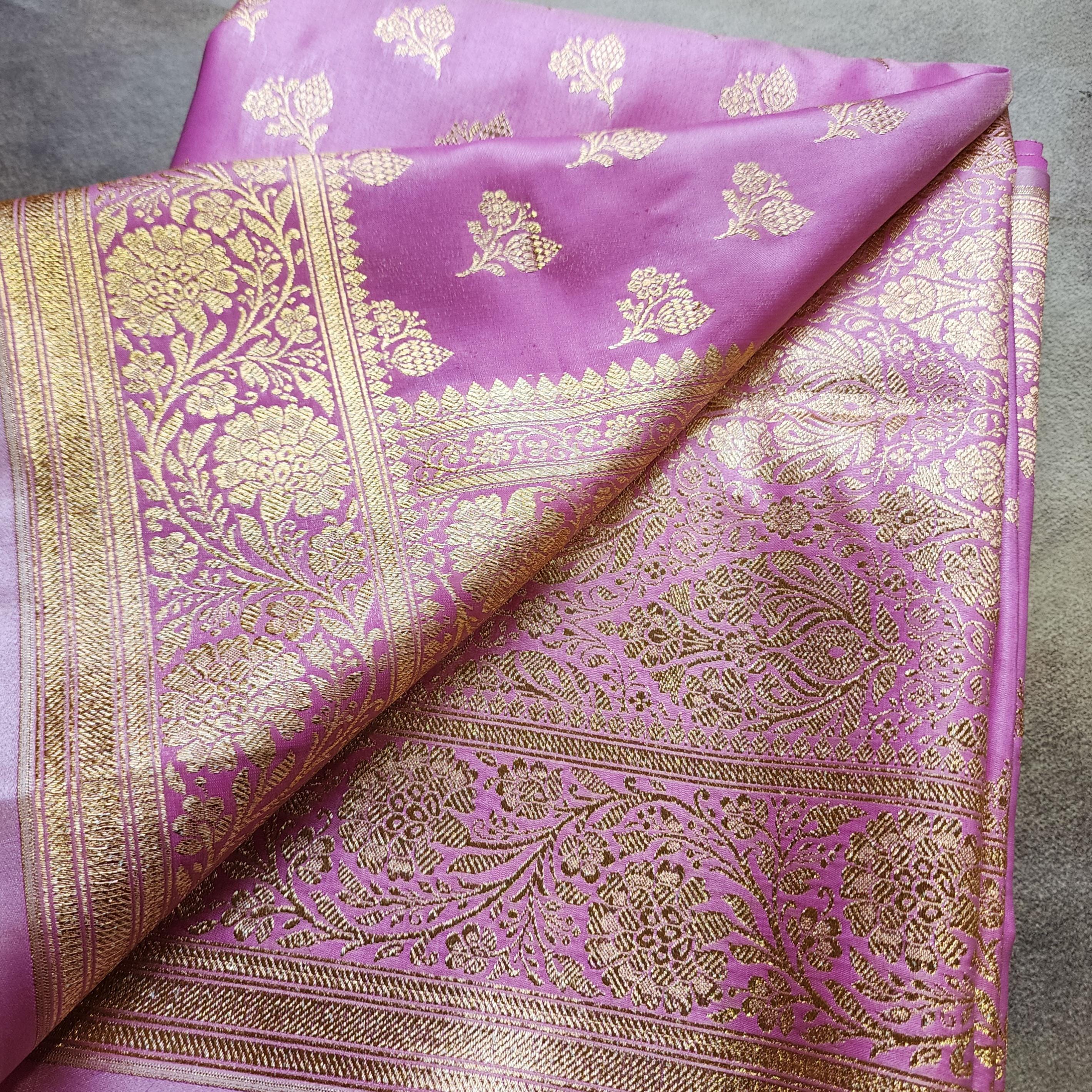 Rich Magenta Pink Banarasi Silk Saree with Gold Zari Weaving