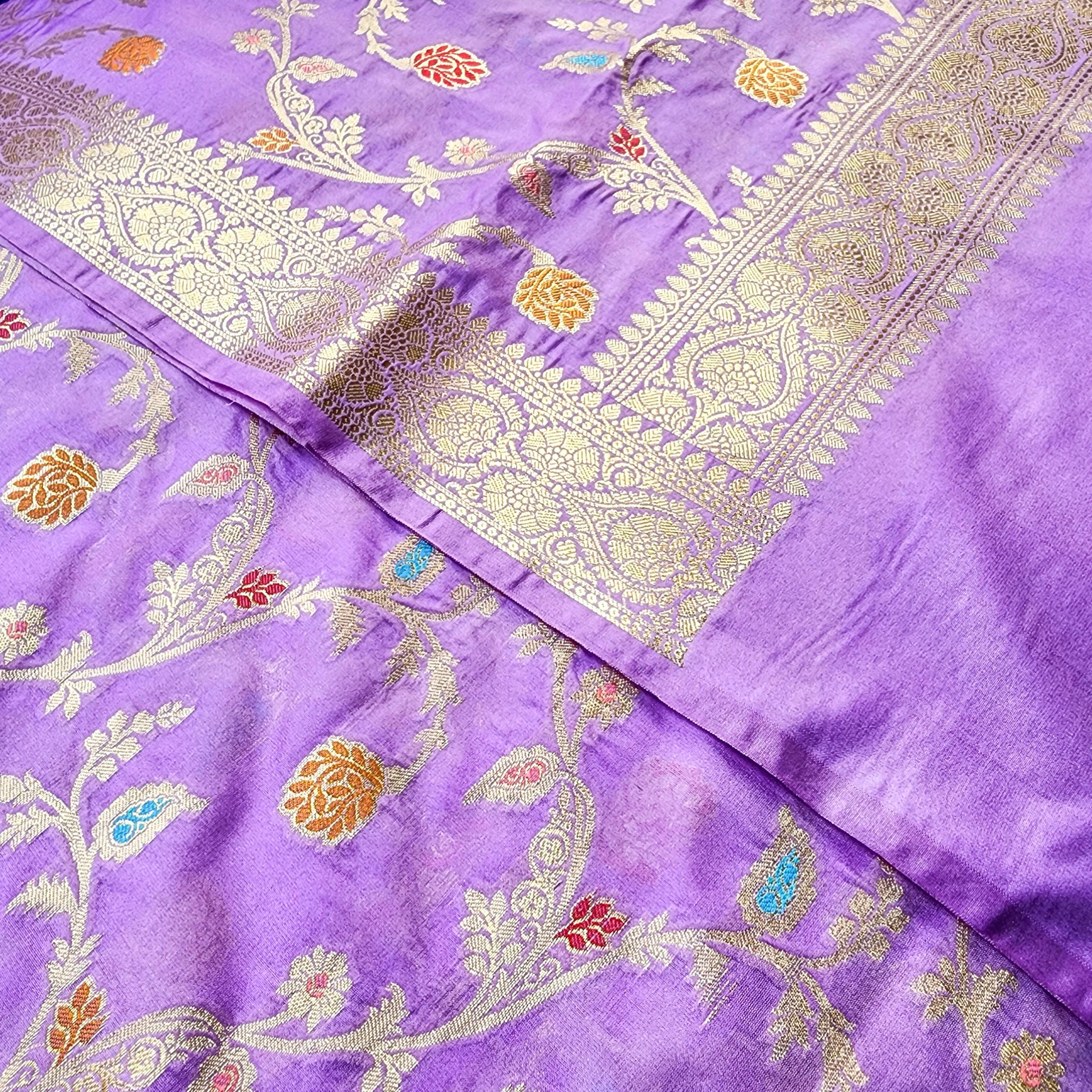 Baby Pink Banarasi Silk Dupatta with Elegant Multicolor Meenakari and Zari Border