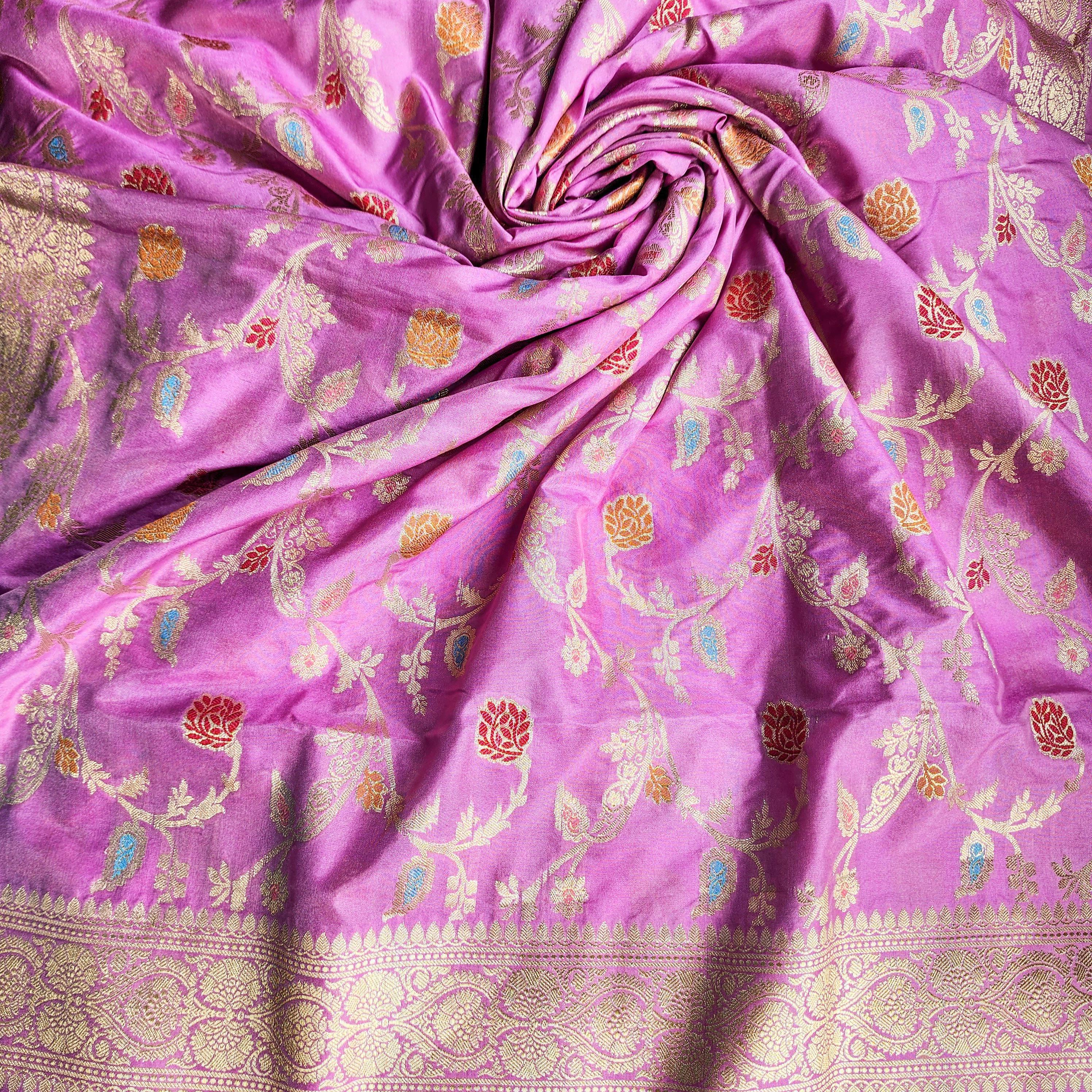 Lavender Banarasi Silk Dupatta with Intricate Multicolor Meenakari and Zari Weave