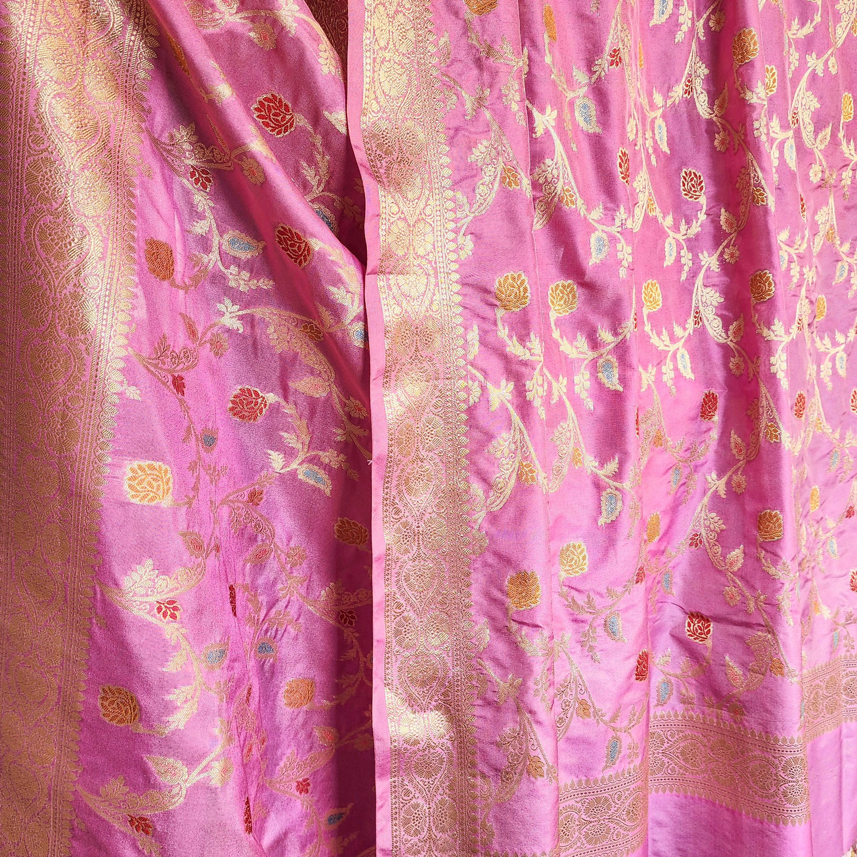 Lavender Banarasi Silk Dupatta with Intricate Multicolor Meenakari and Zari Weave