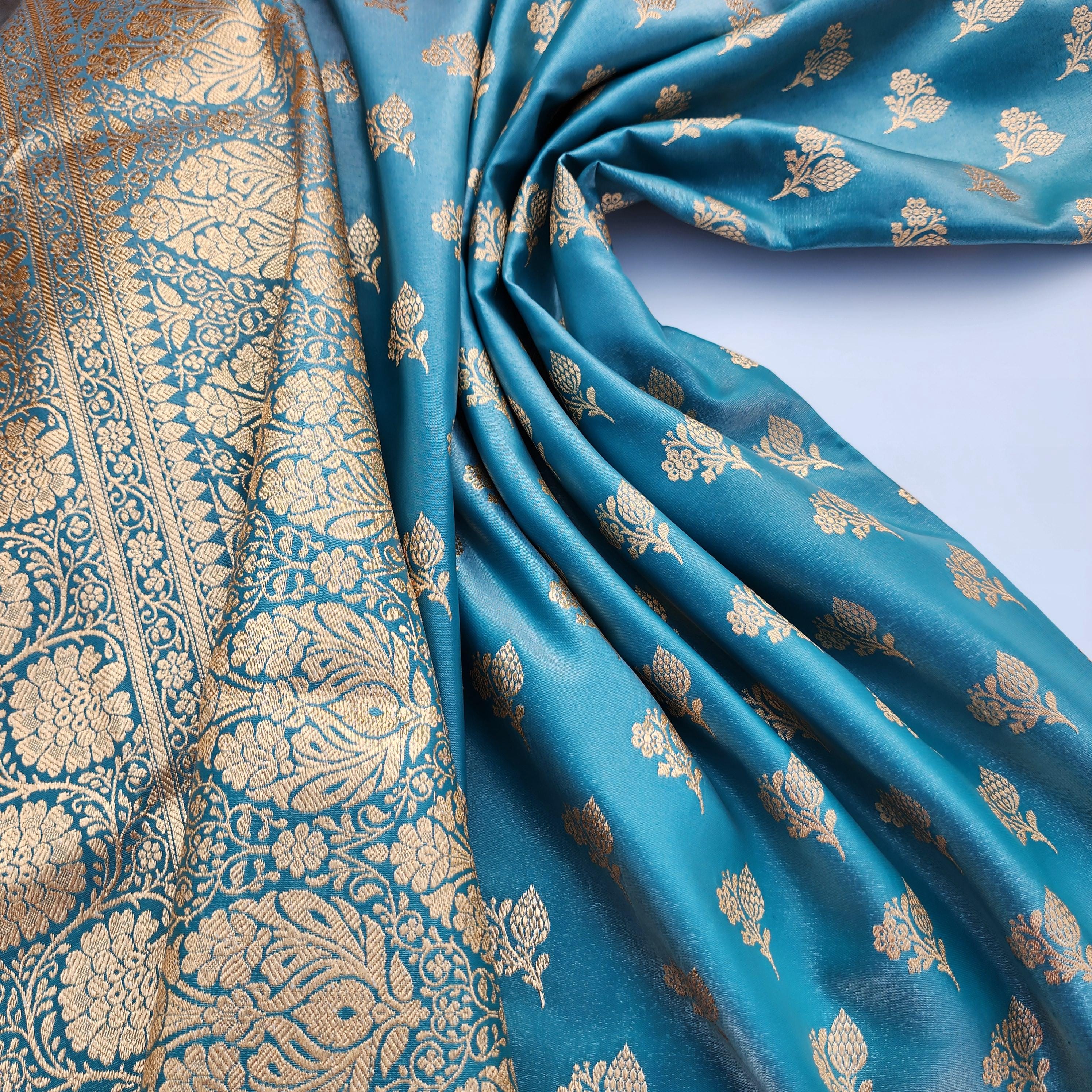 Rich Peacock Blue Banarasi Silk Saree with Gold Zari Weaving