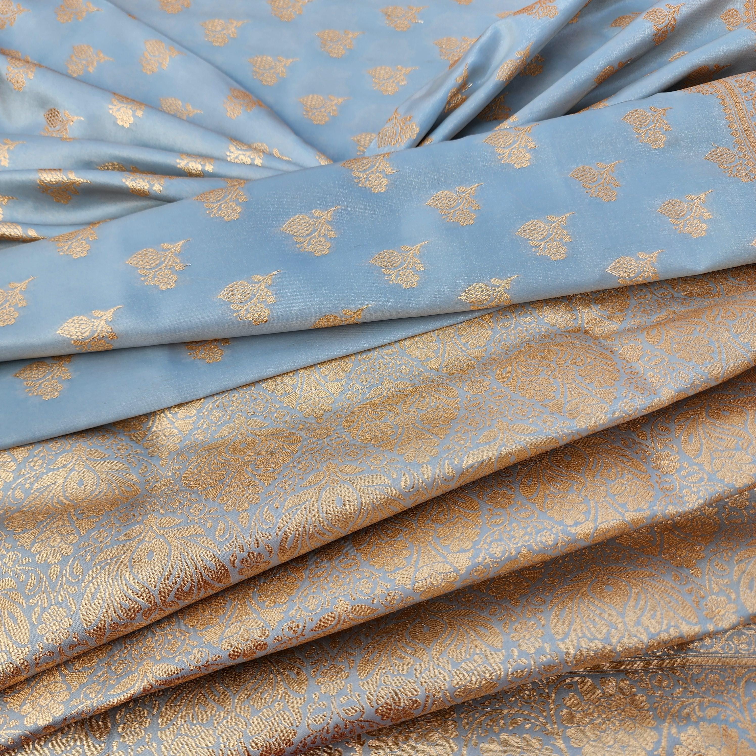 Rich Silver Grey Banarasi Silk Saree with Gold Zari Weaving