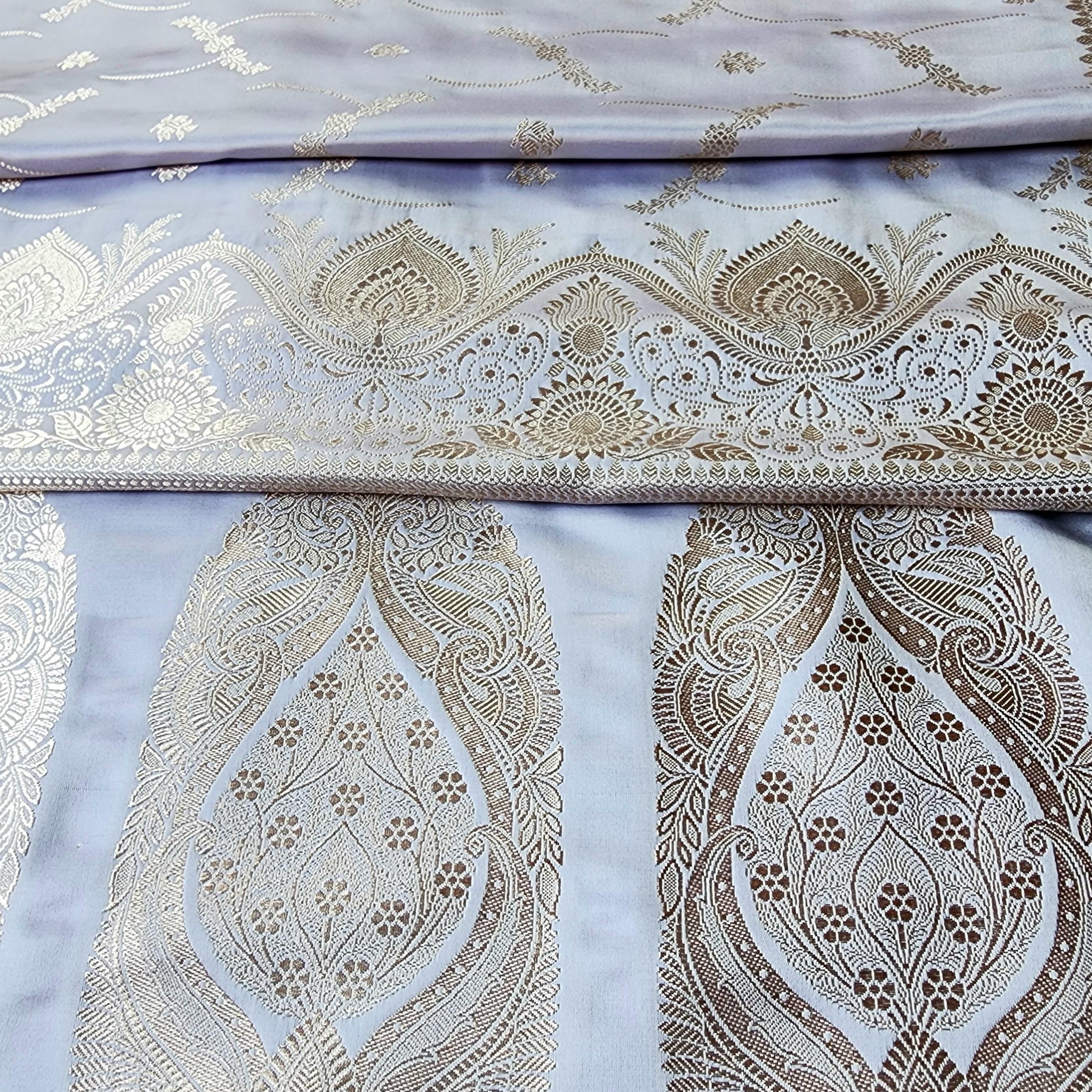 Lavender Pure Banarasi Katan Silk Saree with light Gold Zari Weaving