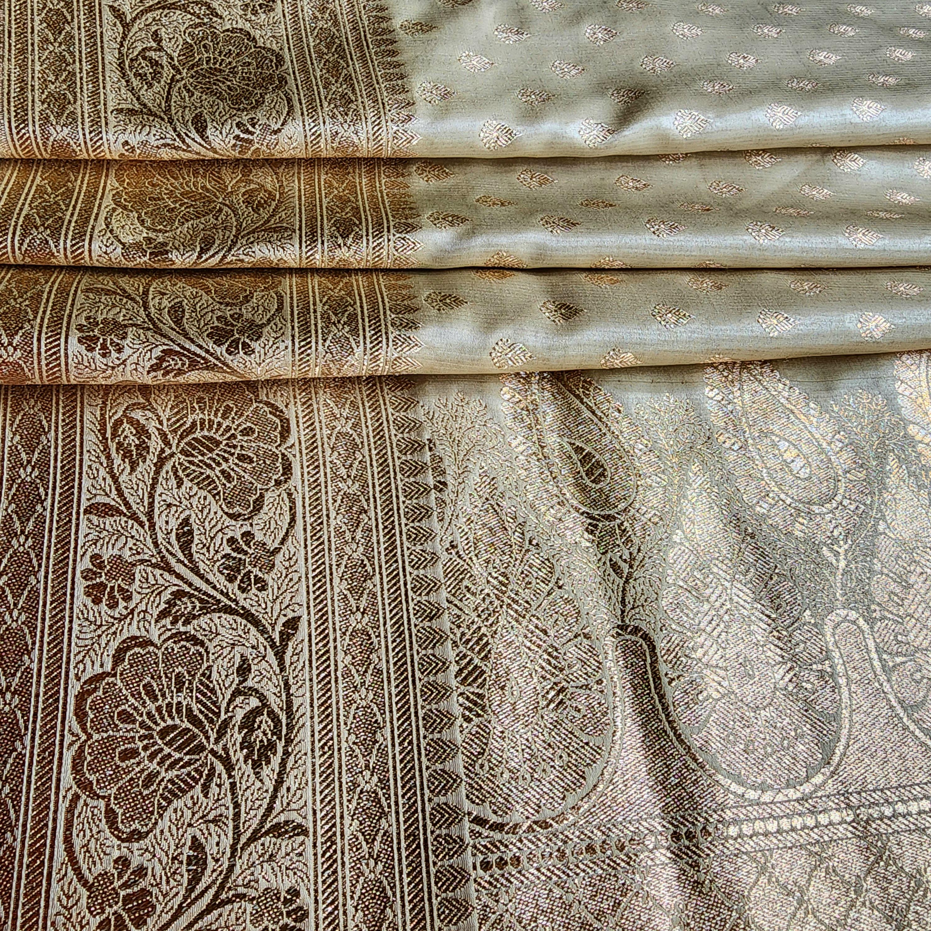 Rich Pastel Gold Banarasi Silk Saree with Gold Zari Weaving