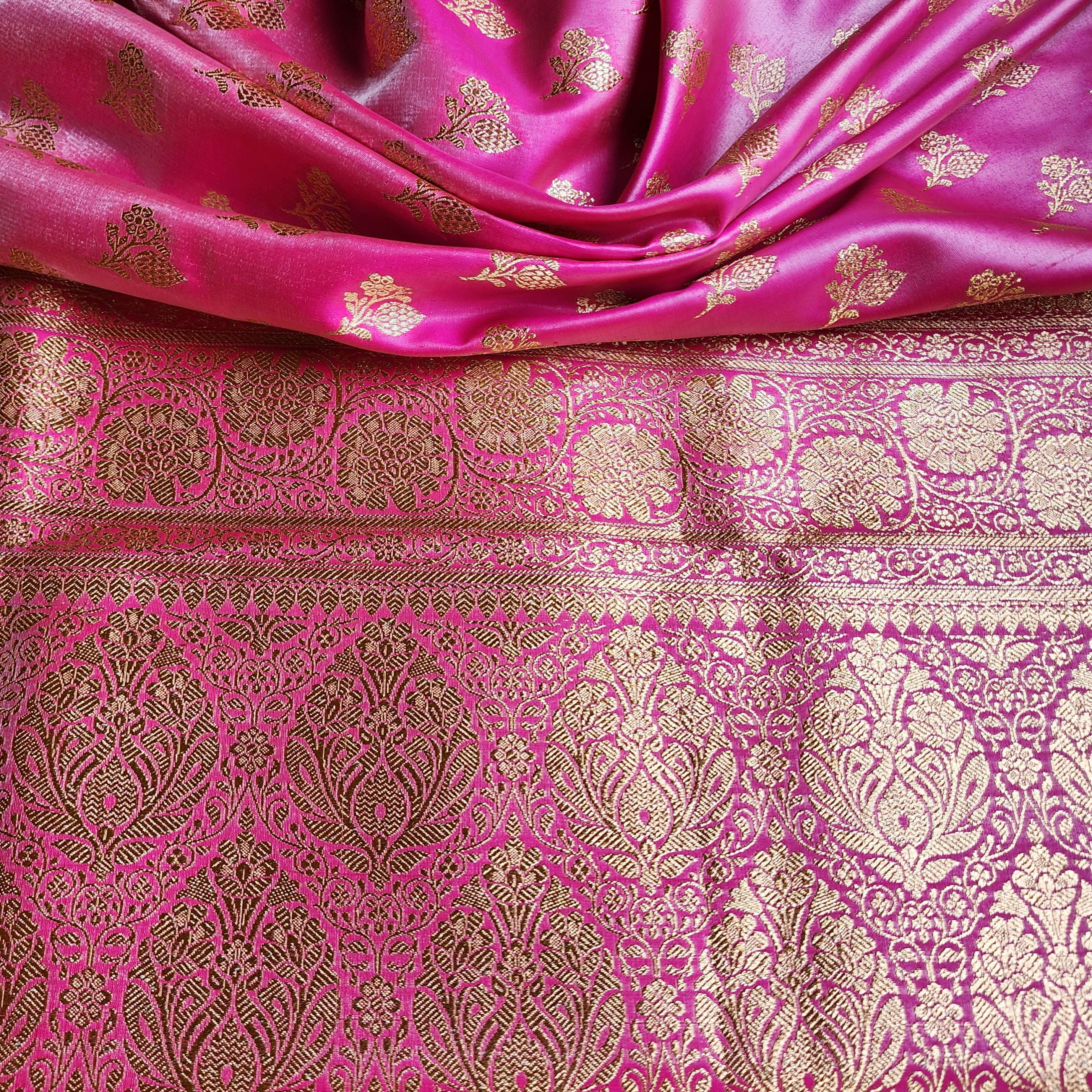 Rich Rani Pink Banarasi Silk Saree with Gold Zari Weaving