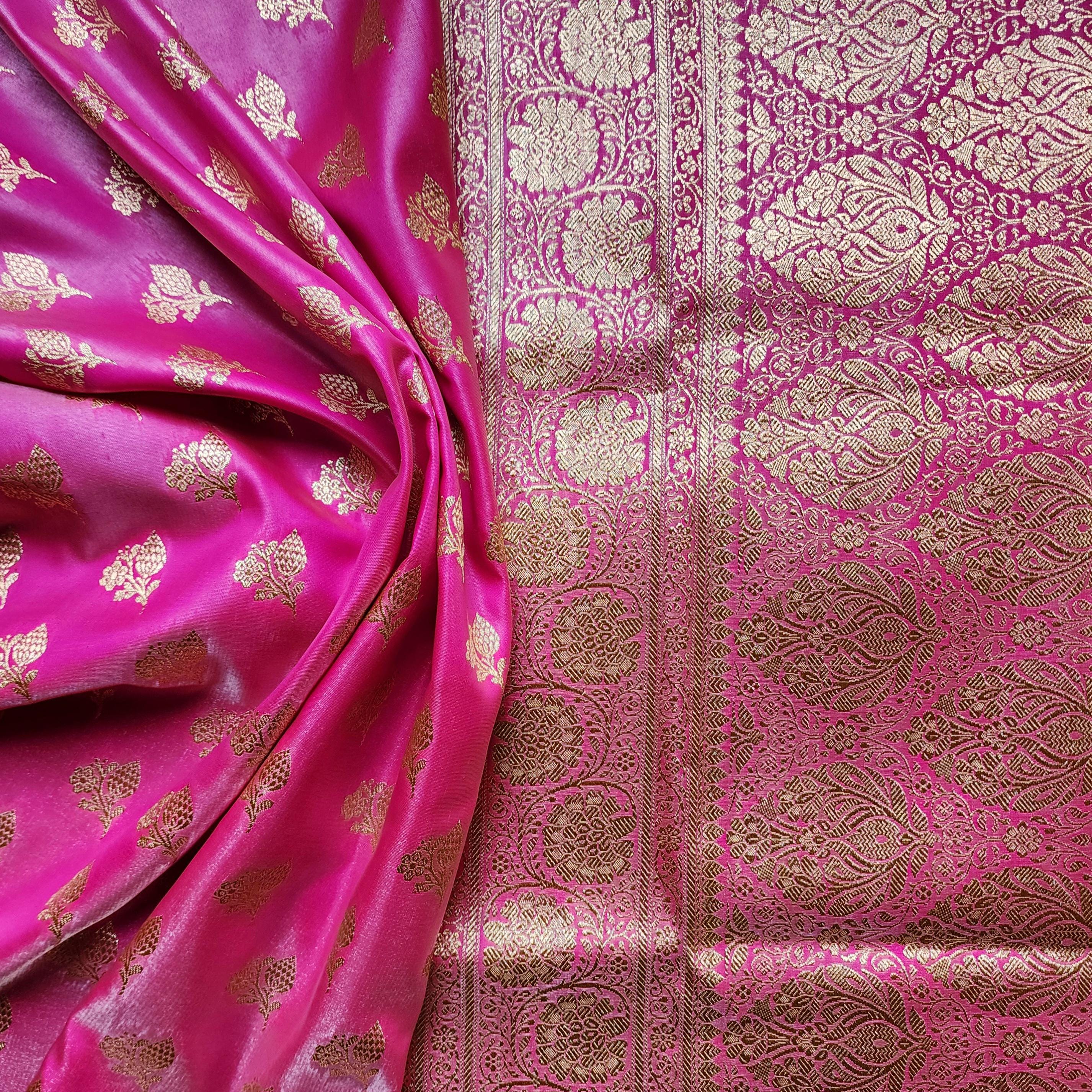 Rich Rani Pink Banarasi Silk Saree with Gold Zari Weaving