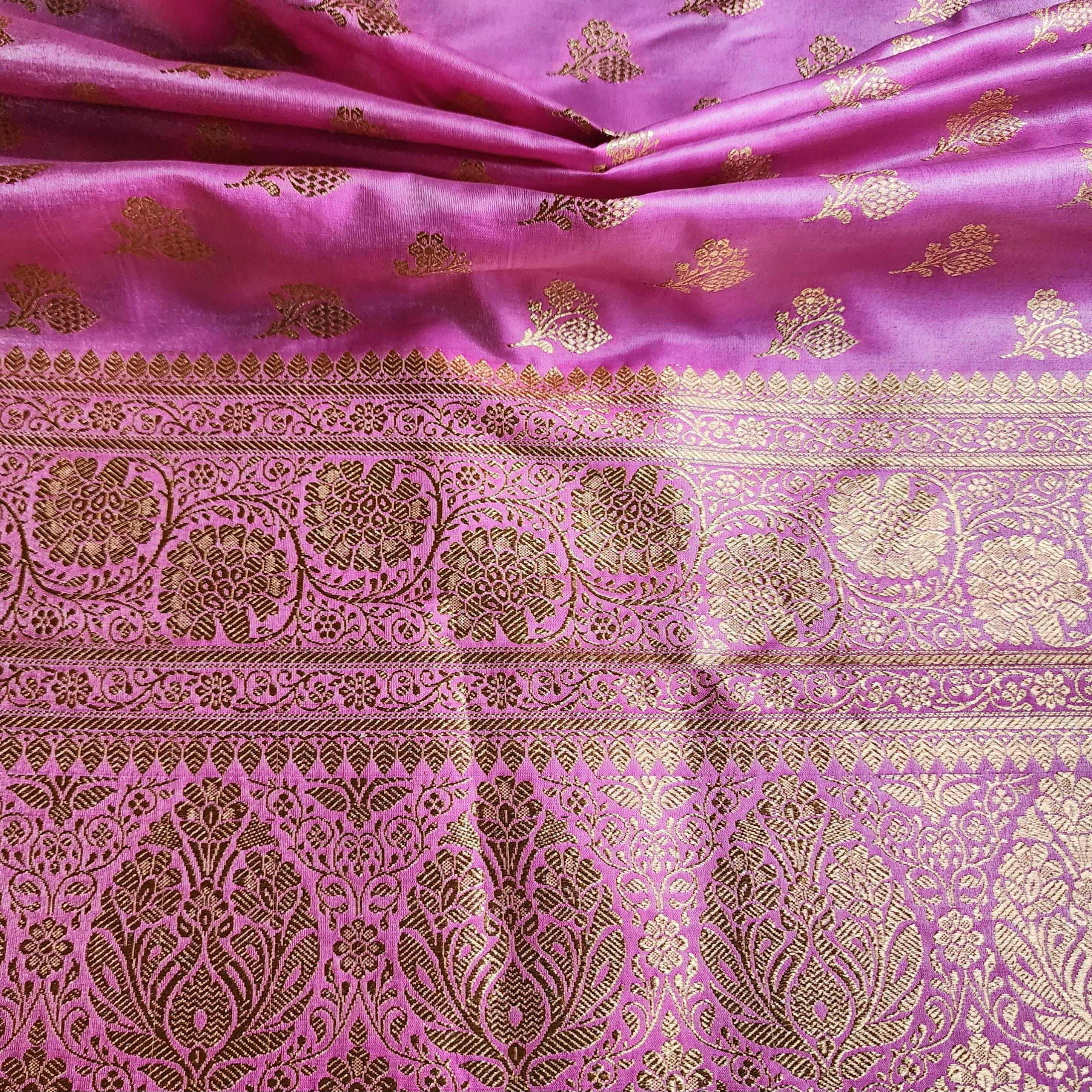 Rich Magenta Pink Banarasi Silk Saree with Gold Zari Weaving